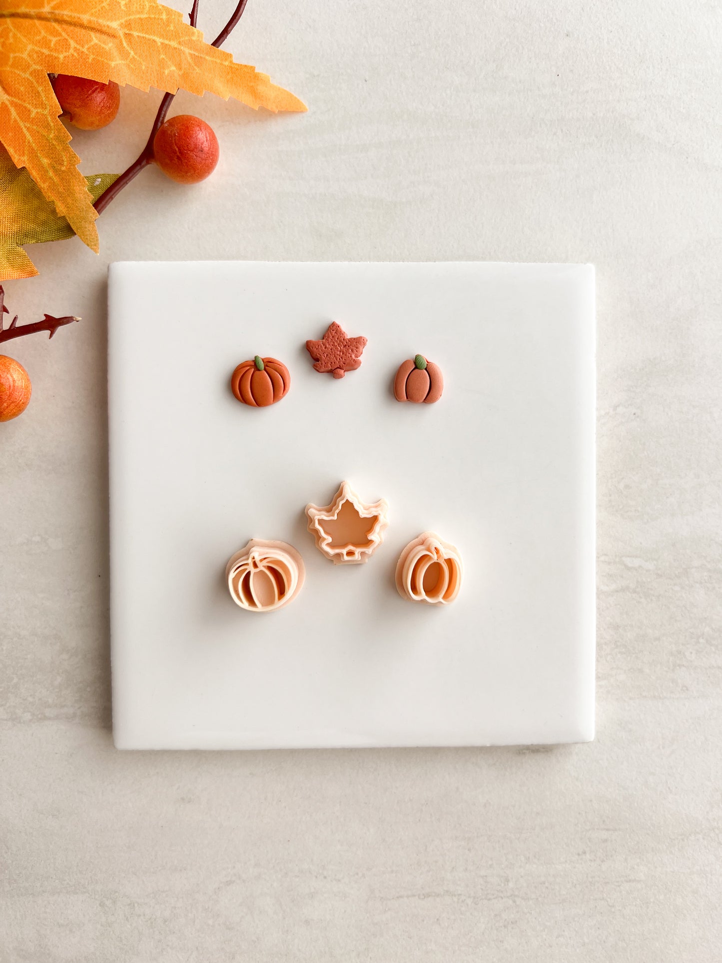 Fall Stud Trio No. 4 Clay Cutters | Fall Stud Trio No. 4 Polymer Clay Cutters for DIY Autumn Earrings Seasonal-Themed Jewelry and Handmade Festive Accessories