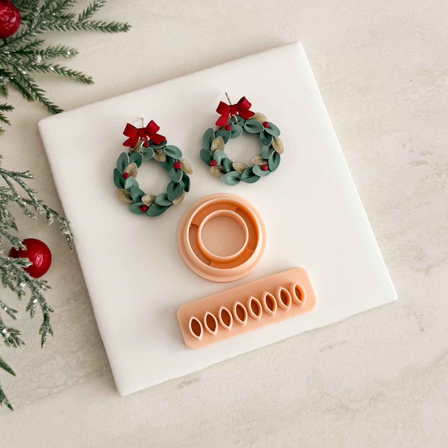 2025 Christmas Wreath No. 1 with Petal Maker | Festive Polymer Clay Cutters