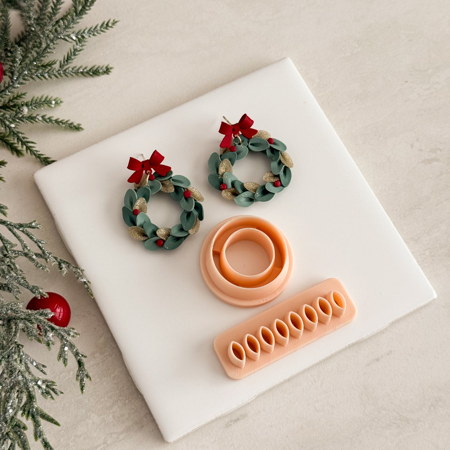 2025 Christmas Wreath No. 1 with Petal Maker | Festive Polymer Clay Cutters
