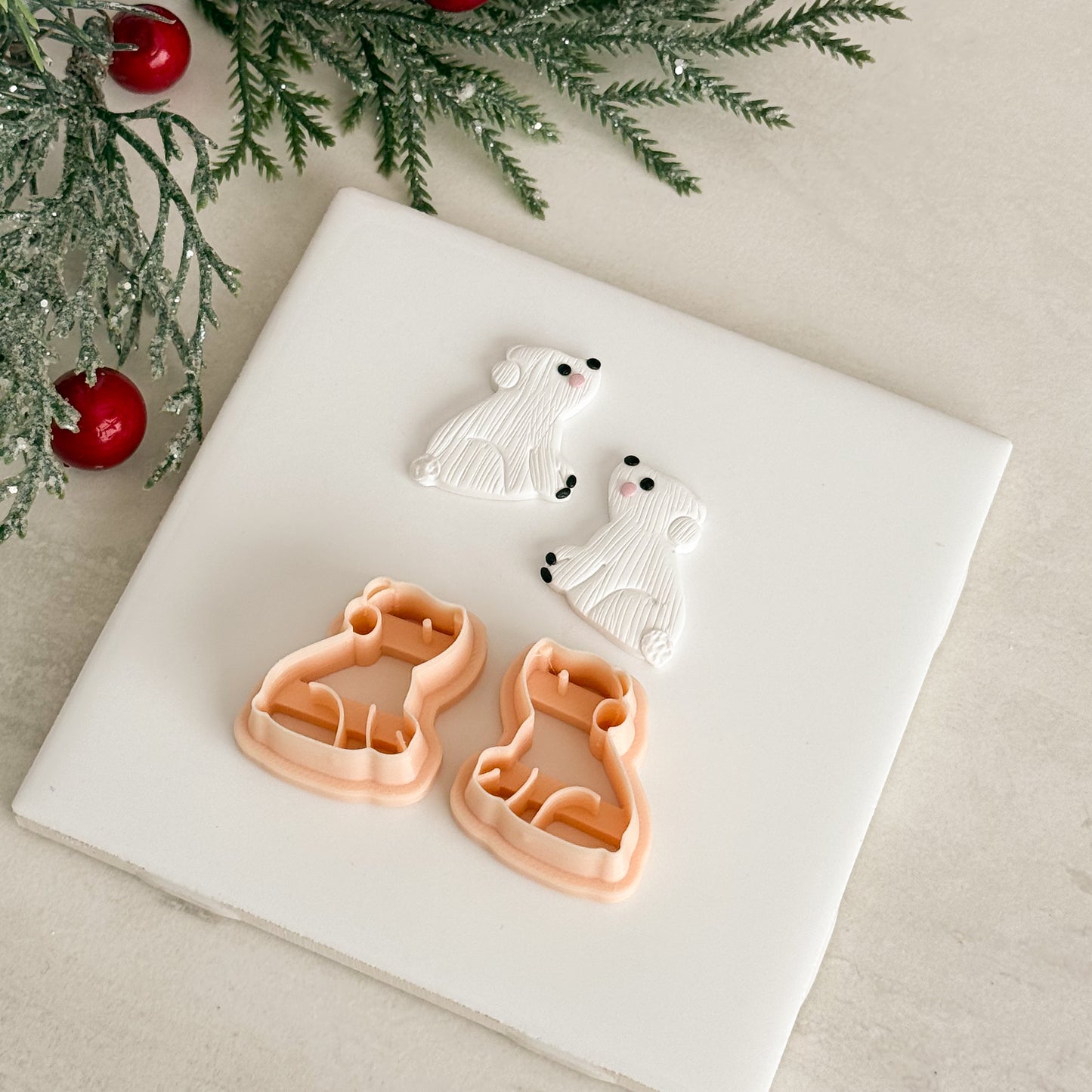 2025 Christmas Polar Bear | Festive Polymer Clay Cutter