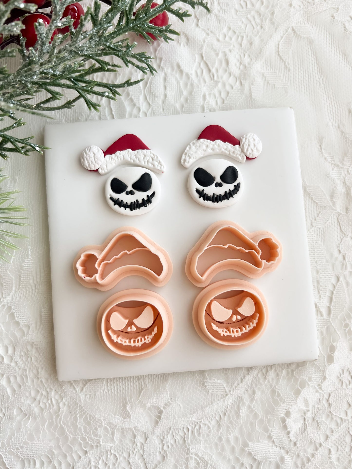 Jack Skellington Hat Set Clay Cutter | Jack Skellington Hat Set Clay Cutter for Halloween Jewelry DIY Spooky Crafts Nightmare Before Christmas Designs