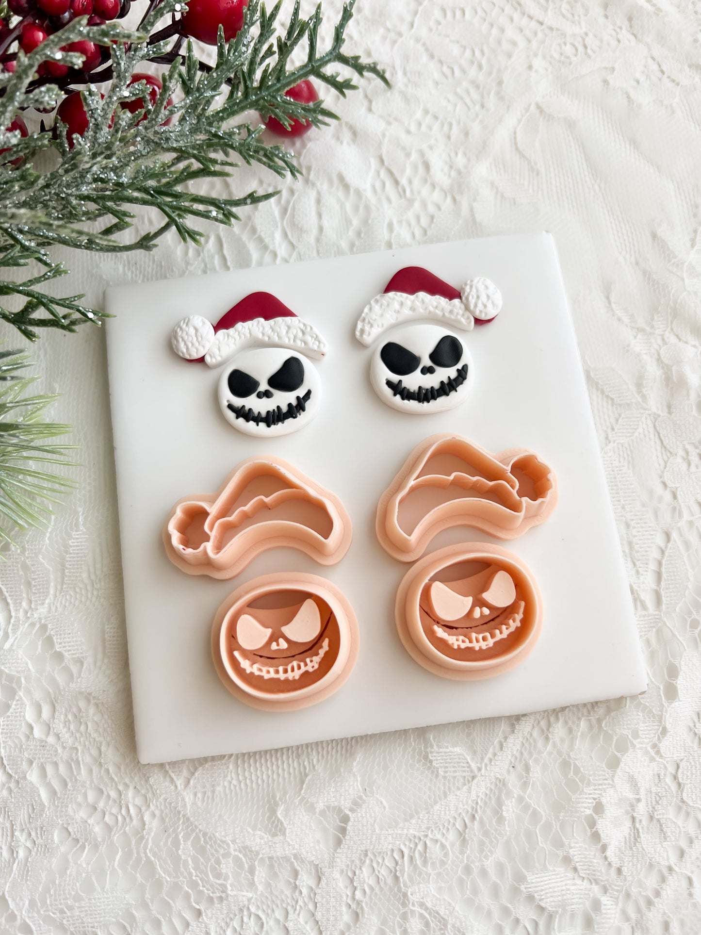 Jack Skellington Hat Set Clay Cutter | Jack Skellington Hat Set Clay Cutter for Halloween Jewelry DIY Spooky Crafts Nightmare Before Christmas Designs