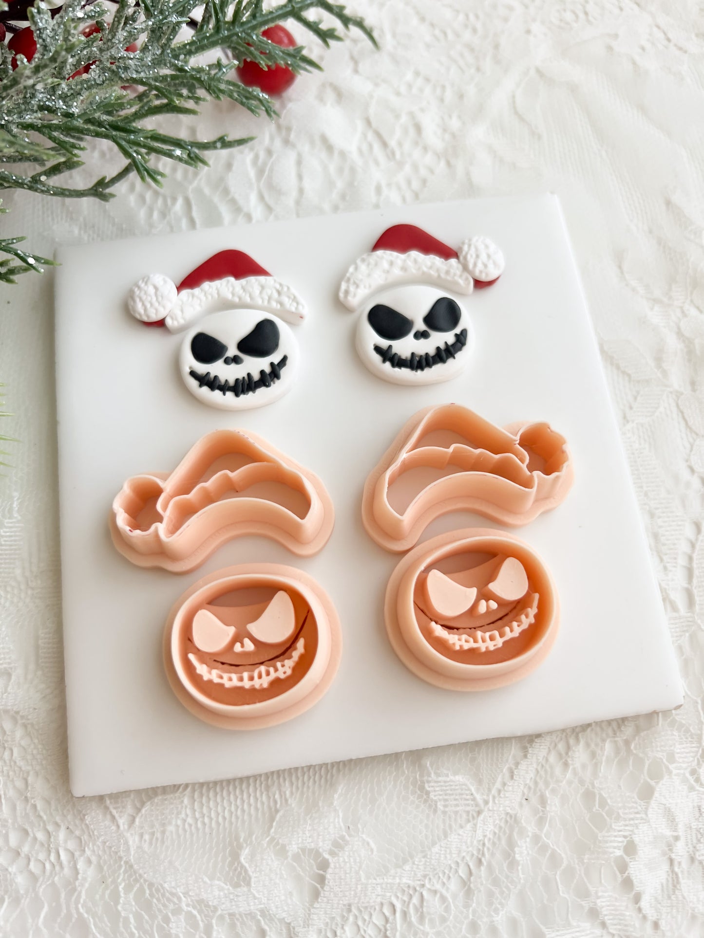 Jack Skellington Hat Set Clay Cutter | Jack Skellington Hat Set Clay Cutter for Halloween Jewelry DIY Spooky Crafts Nightmare Before Christmas Designs