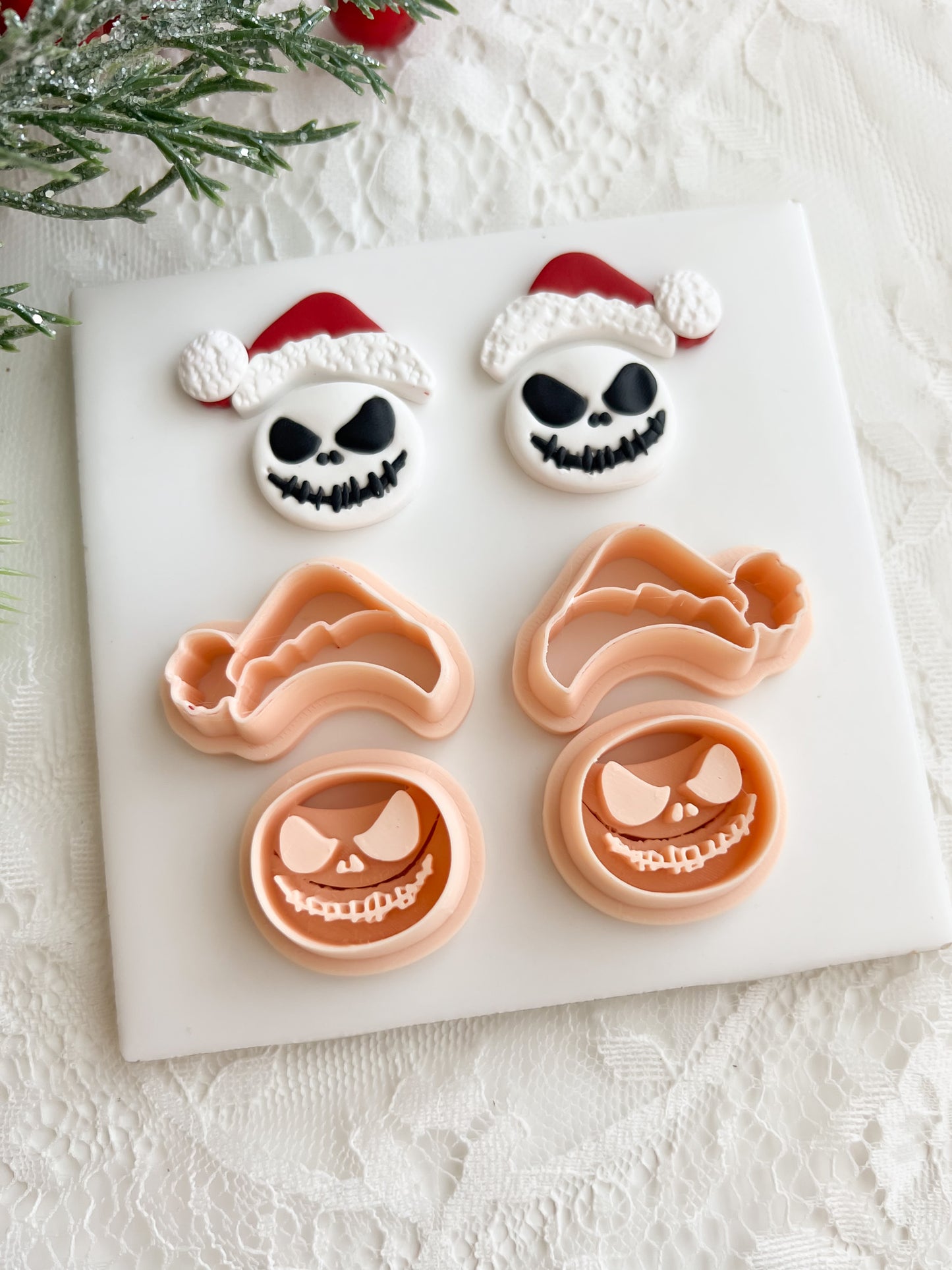 Jack Skellington Hat Set Clay Cutter | Jack Skellington Hat Set Clay Cutter for Halloween Jewelry DIY Spooky Crafts Nightmare Before Christmas Designs