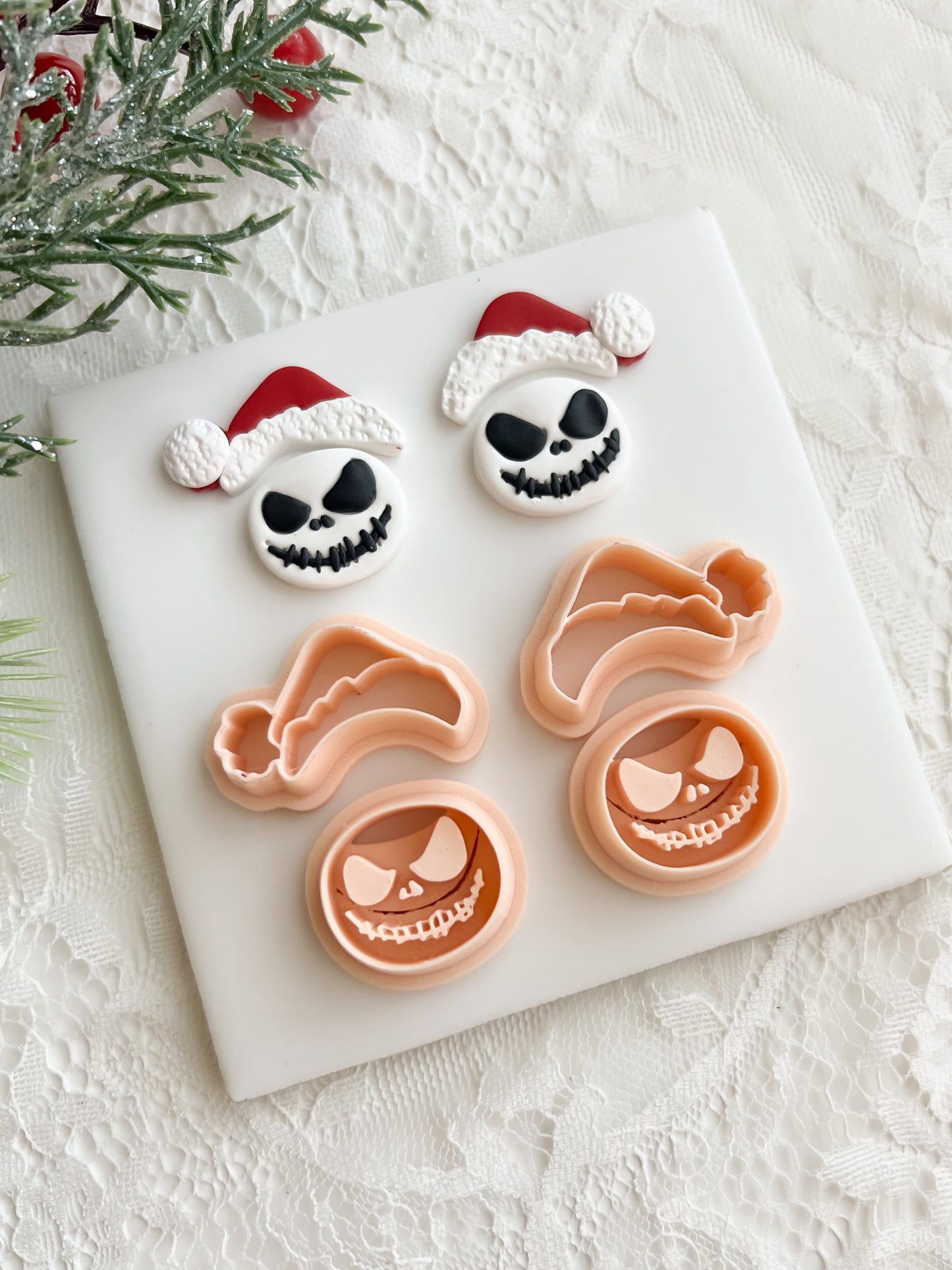 Jack Skellington Hat Set Clay Cutter | Jack Skellington Hat Set Clay Cutter for Halloween Jewelry DIY Spooky Crafts Nightmare Before Christmas Designs