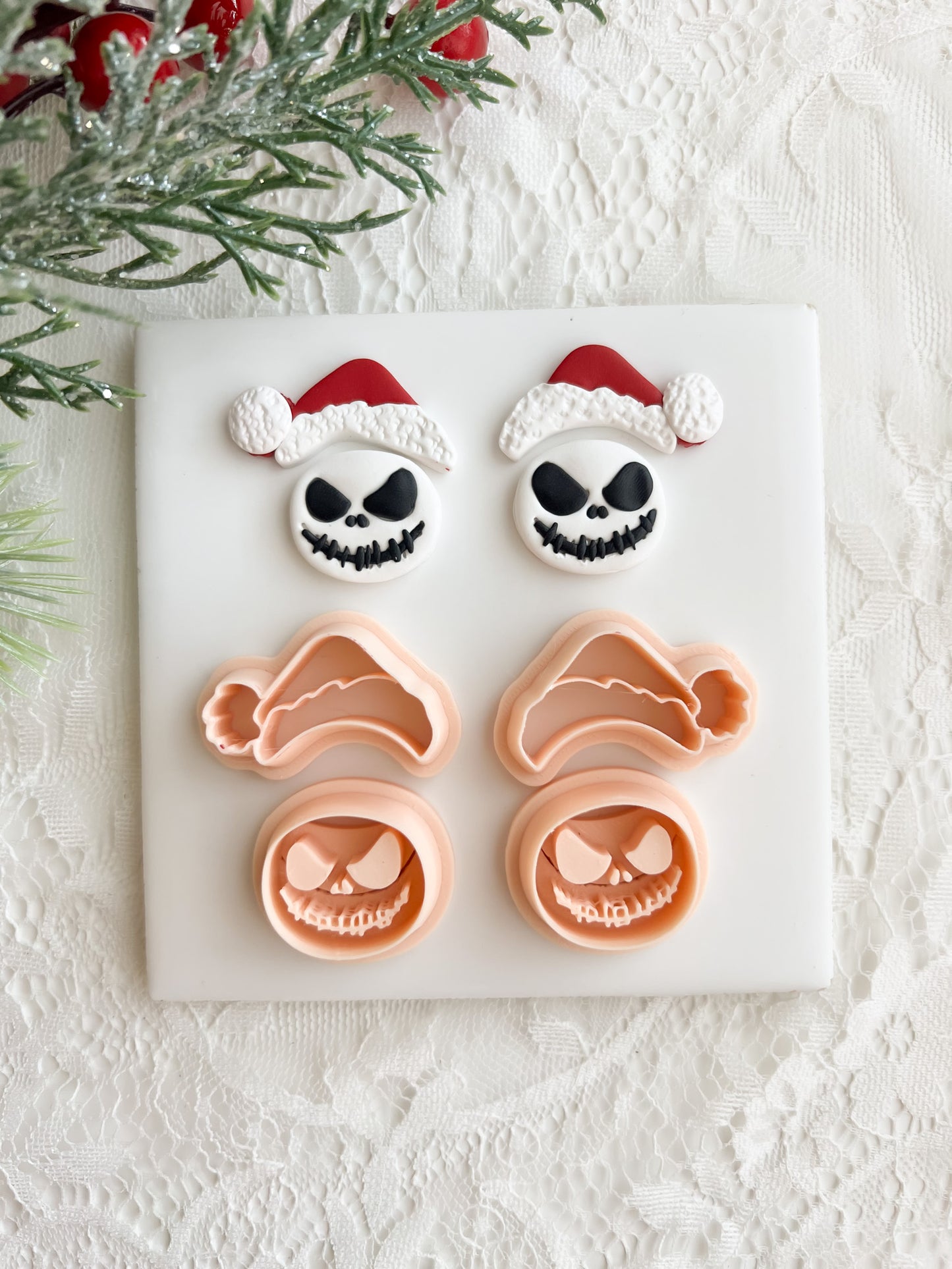 Jack Skellington Hat Set Clay Cutter | Jack Skellington Hat Set Clay Cutter for Halloween Jewelry DIY Spooky Crafts Nightmare Before Christmas Designs