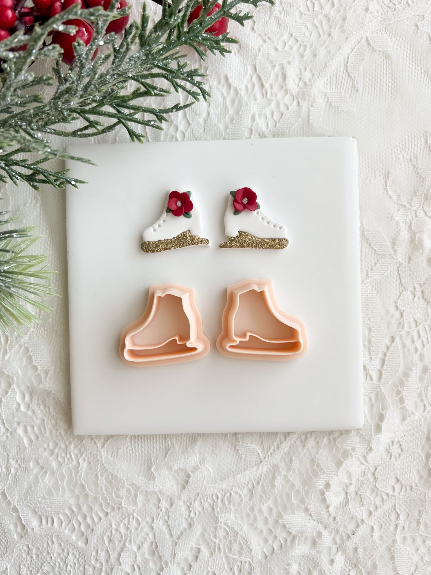 Ice Skates Clay Cutter | Ice Skates Polymer Clay Cutter for Winter Earrings DIY Holiday Jewelry Christmas Craft Supplies