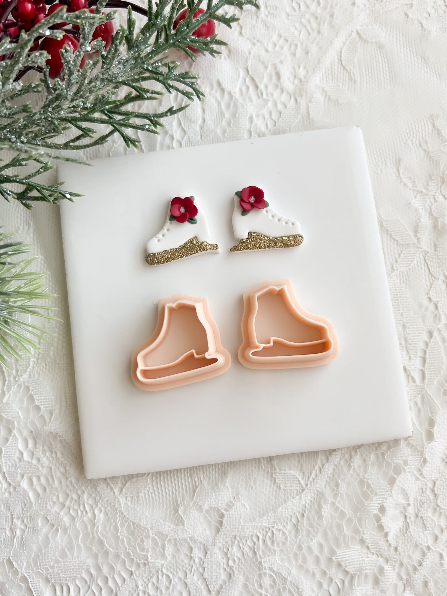 Ice Skates Clay Cutter | Ice Skates Polymer Clay Cutter for Winter Earrings DIY Holiday Jewelry Christmas Craft Supplies
