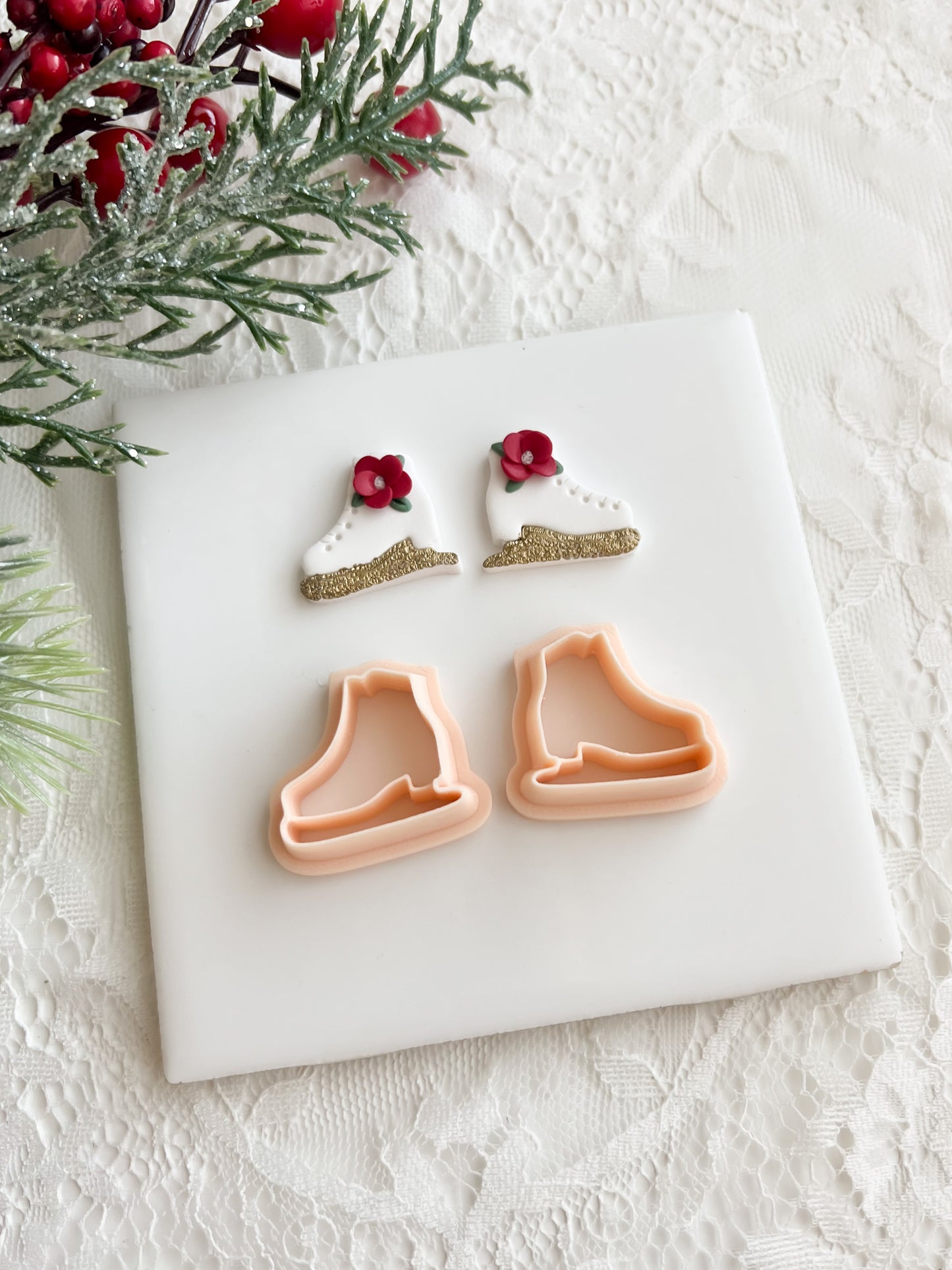 Ice Skates Clay Cutter | Ice Skates Polymer Clay Cutter for Winter Earrings DIY Holiday Jewelry Christmas Craft Supplies