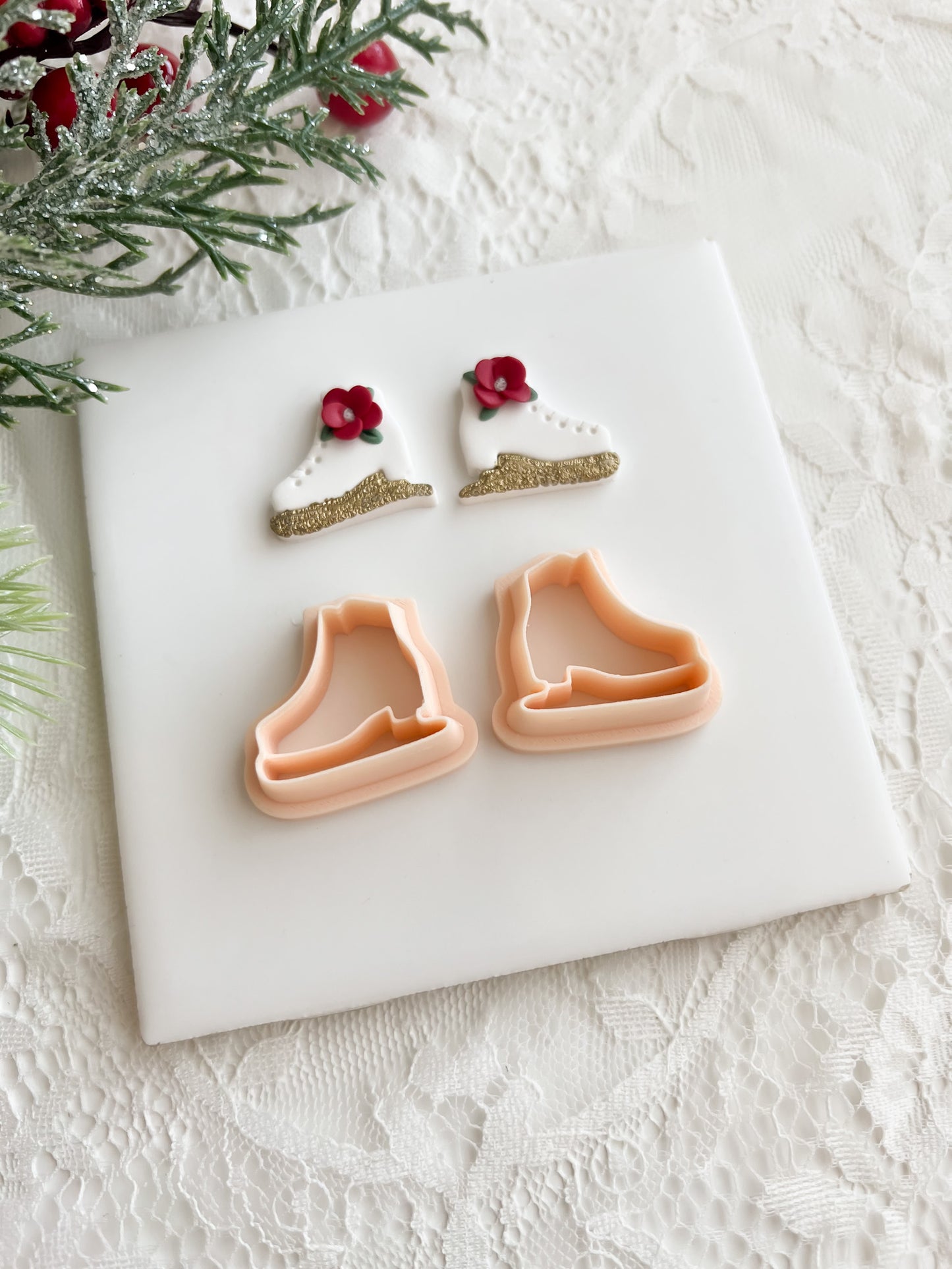Ice Skates Clay Cutter | Ice Skates Polymer Clay Cutter for Winter Earrings DIY Holiday Jewelry Christmas Craft Supplies