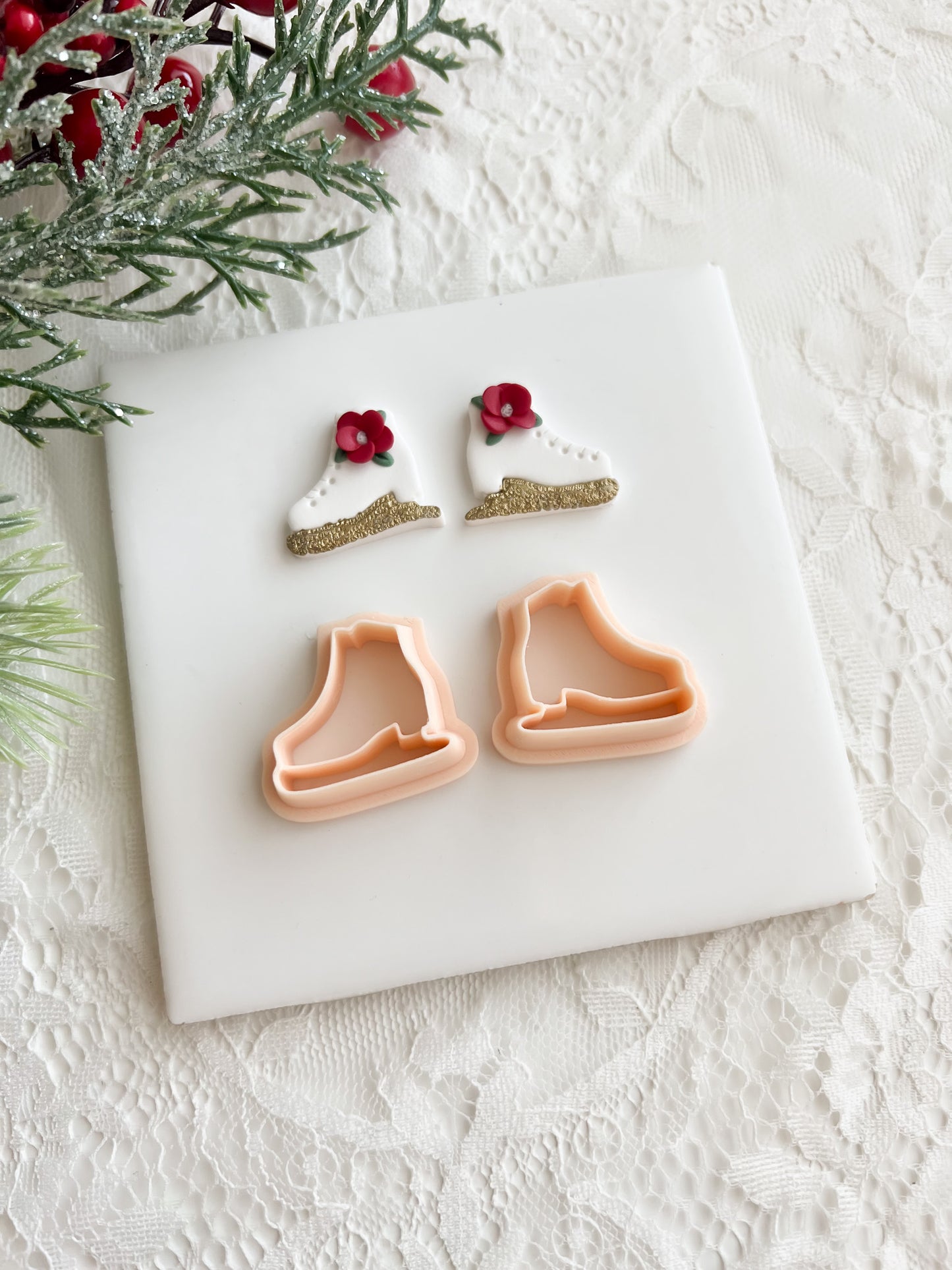 Ice Skates Clay Cutter | Ice Skates Polymer Clay Cutter for Winter Earrings DIY Holiday Jewelry Christmas Craft Supplies