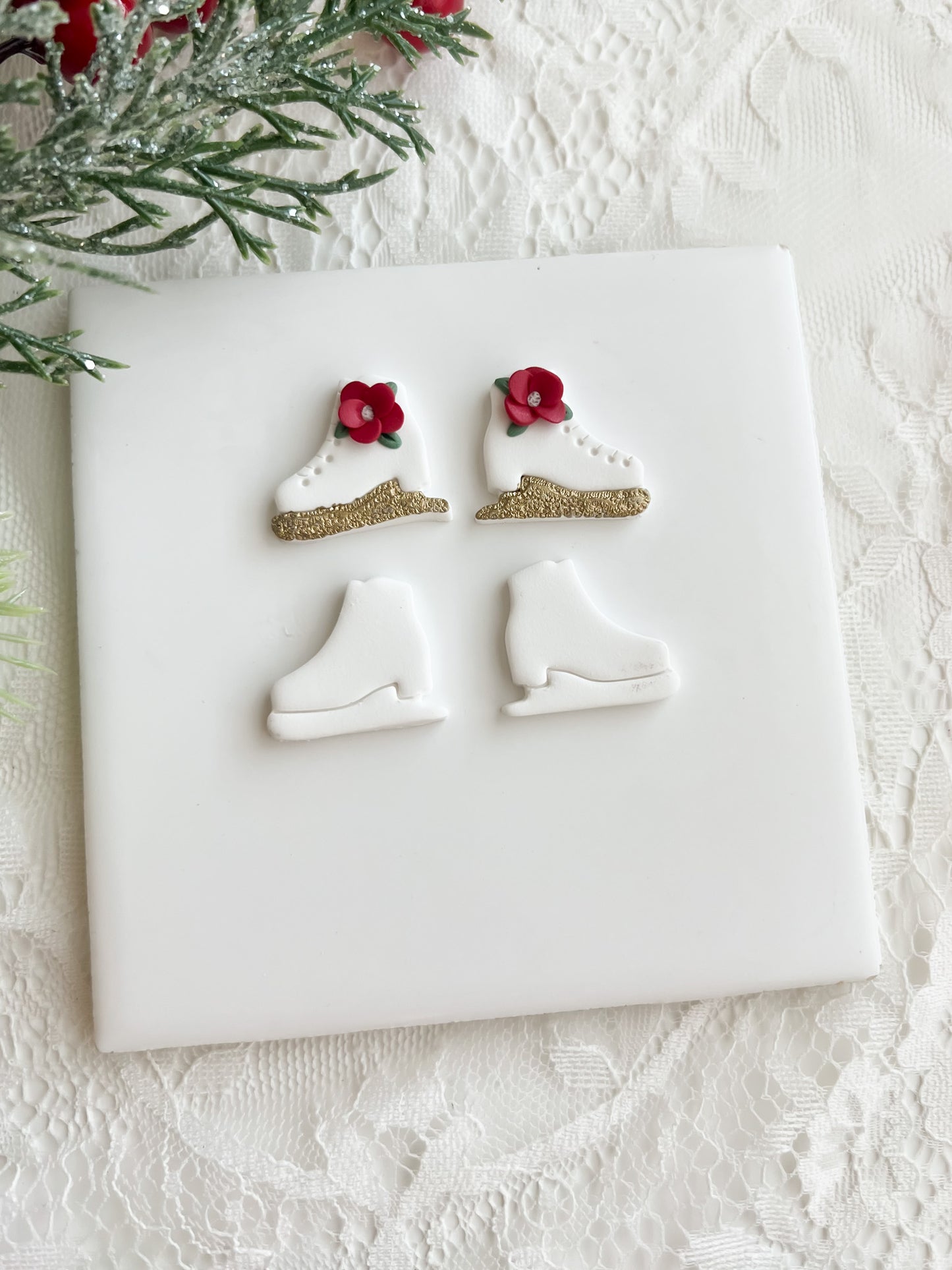 Ice Skates Clay Cutter | Ice Skates Polymer Clay Cutter for Winter Earrings DIY Holiday Jewelry Christmas Craft Supplies