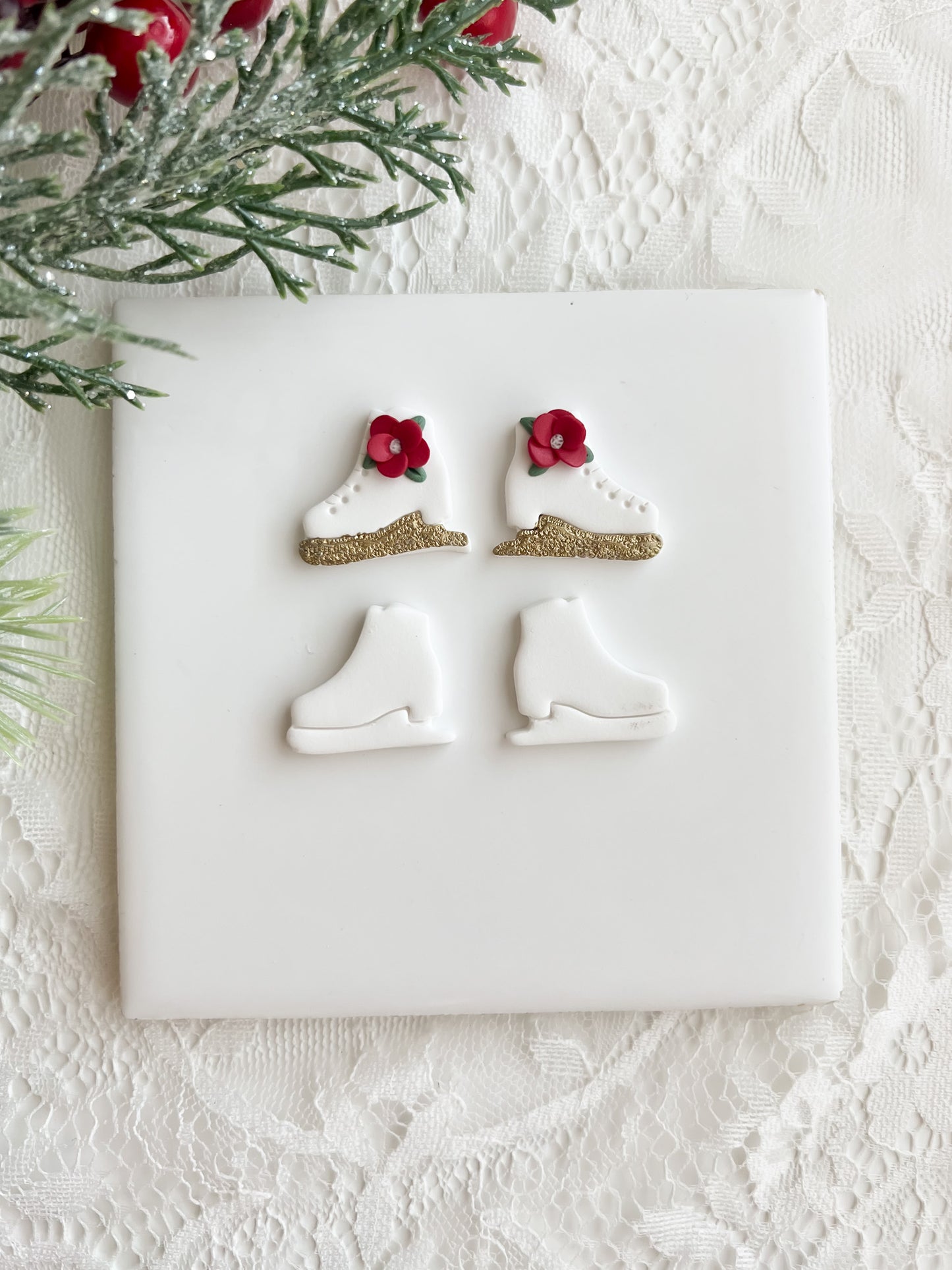 Ice Skates Clay Cutter | Ice Skates Polymer Clay Cutter for Winter Earrings DIY Holiday Jewelry Christmas Craft Supplies