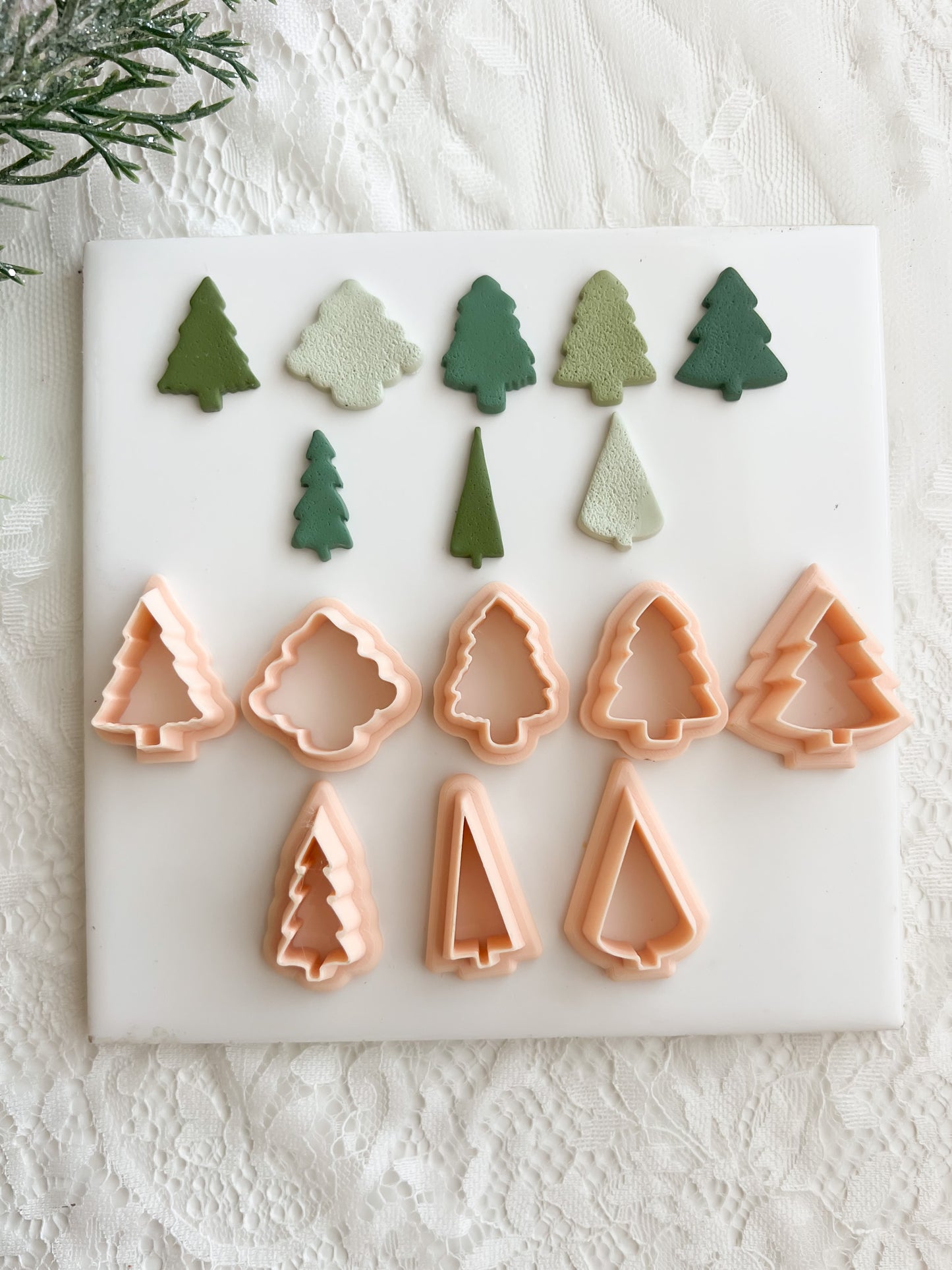 Tree Set of 8 Clay Cutter | Tree Set Polymer Clay Cutter for DIY Holiday Earrings Festive Jewelry and Handmade Christmas Accessories