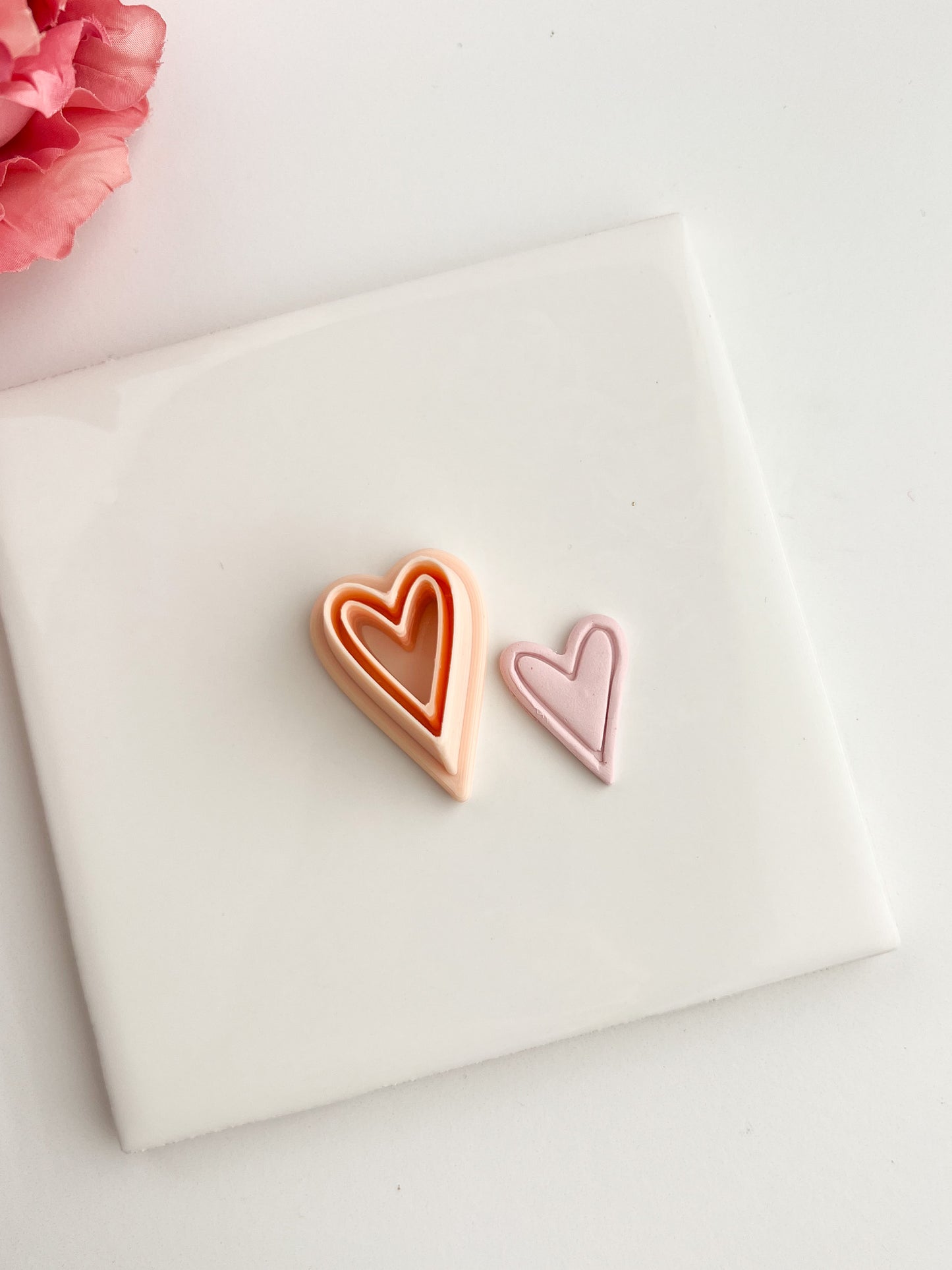 Heart Emboss No. 2 Clay Cutter | Embossed Heart No. 2 Polymer Clay Cutter for Romantic Earrings DIY Valentine's Jewelry and Wedding Decor