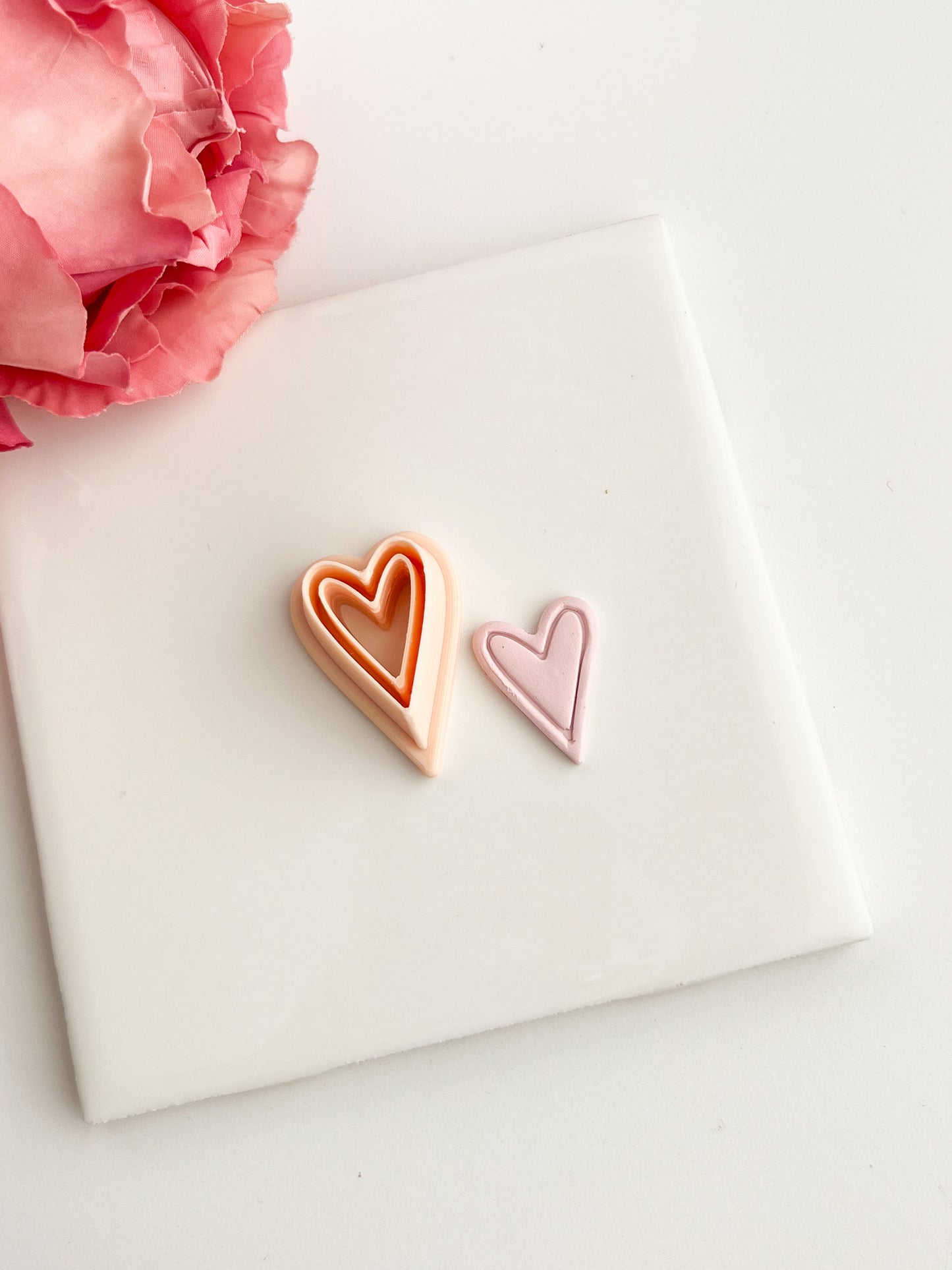 Heart Emboss No. 2 Clay Cutter | Embossed Heart No. 2 Polymer Clay Cutter for Romantic Earrings DIY Valentine's Jewelry and Wedding Decor