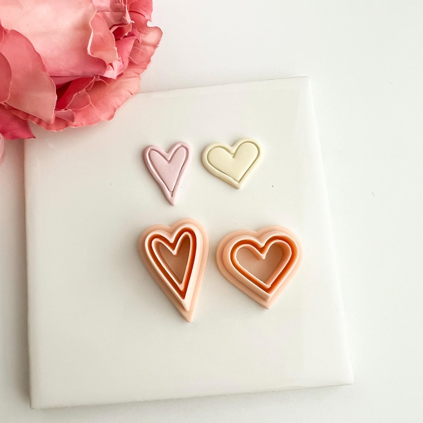Heart Emboss Set No. 1 Clay Cutter | Embossed Heart Polymer Clay Cutter Set for DIY Earrings Valentine's Jewelry and Handmade Love-Themed Crafts