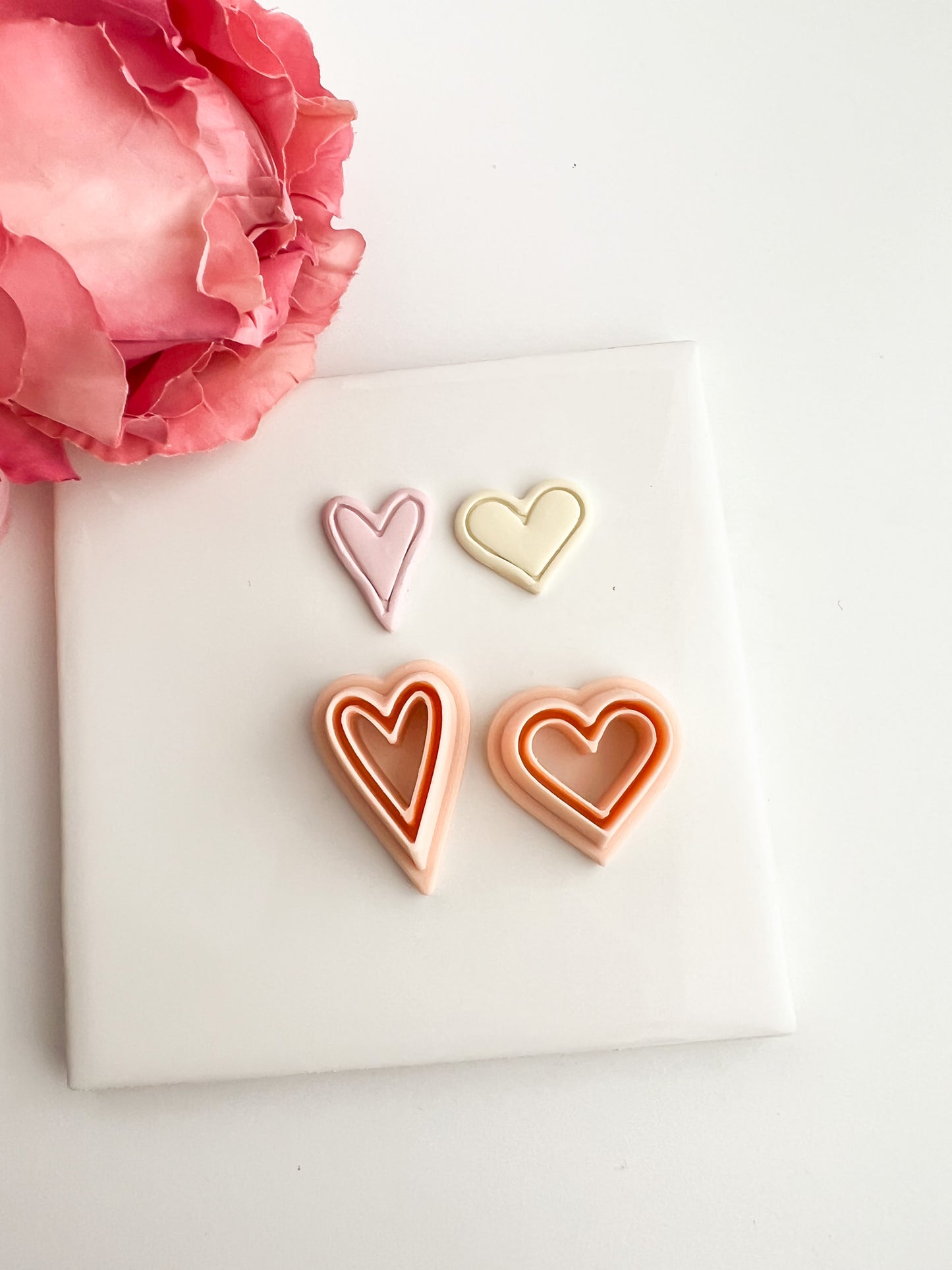 Heart Emboss Set No. 1 Clay Cutter | Embossed Heart Polymer Clay Cutter Set for DIY Earrings Valentine's Jewelry and Handmade Love-Themed Crafts