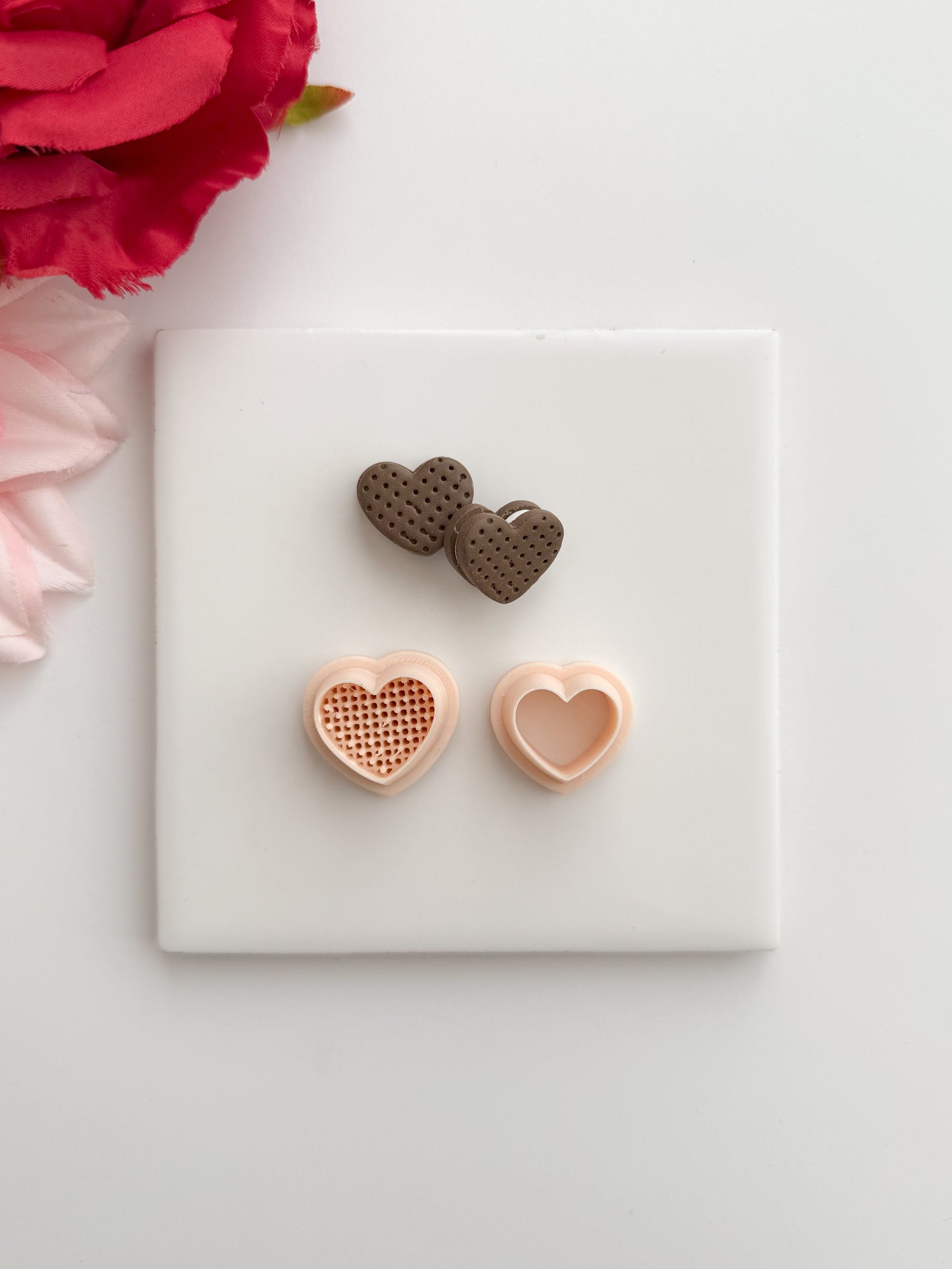 Heart Ice Cream Sandwich Clay Cutter | Heart Ice Cream Sandwich Polymer Clay Cutter for DIY Dessert Earrings Cute Jewelry and Handmade Valentine's Accessories