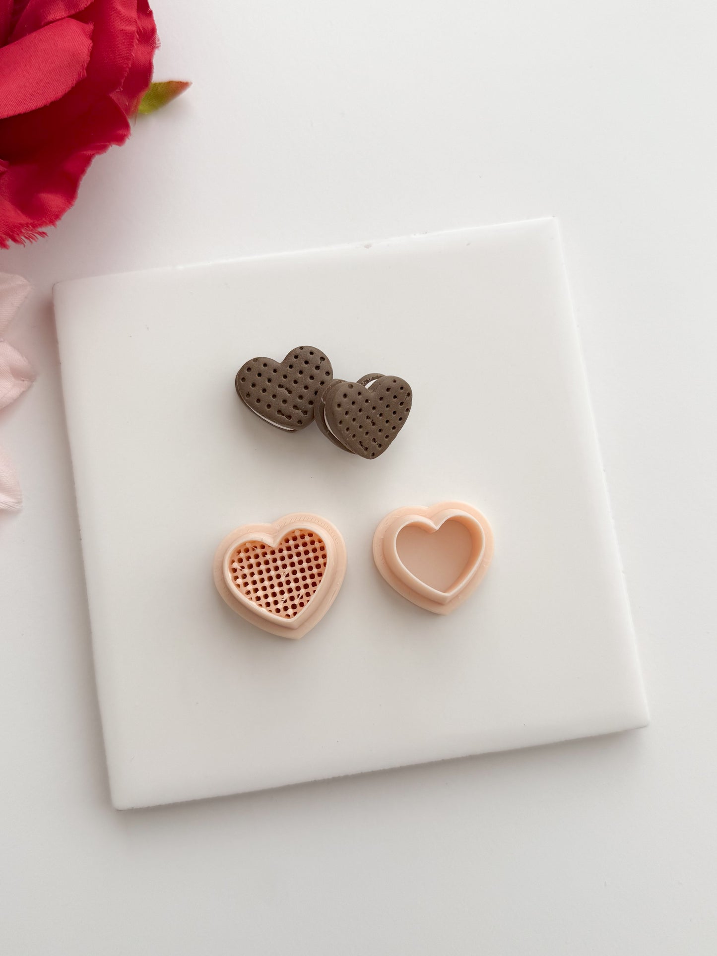 Heart Ice Cream Sandwich Clay Cutter | Heart Ice Cream Sandwich Polymer Clay Cutter for DIY Dessert Earrings Cute Jewelry and Handmade Valentine's Accessories
