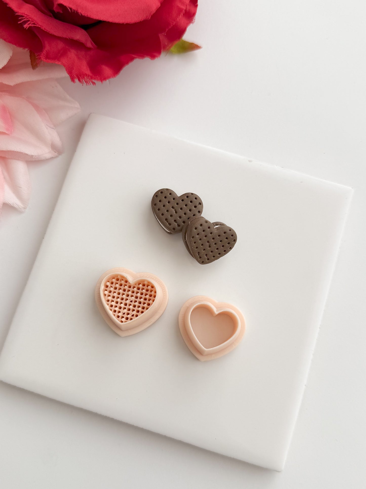 Heart Ice Cream Sandwich Clay Cutter | Heart Ice Cream Sandwich Polymer Clay Cutter for DIY Dessert Earrings Cute Jewelry and Handmade Valentine's Accessories