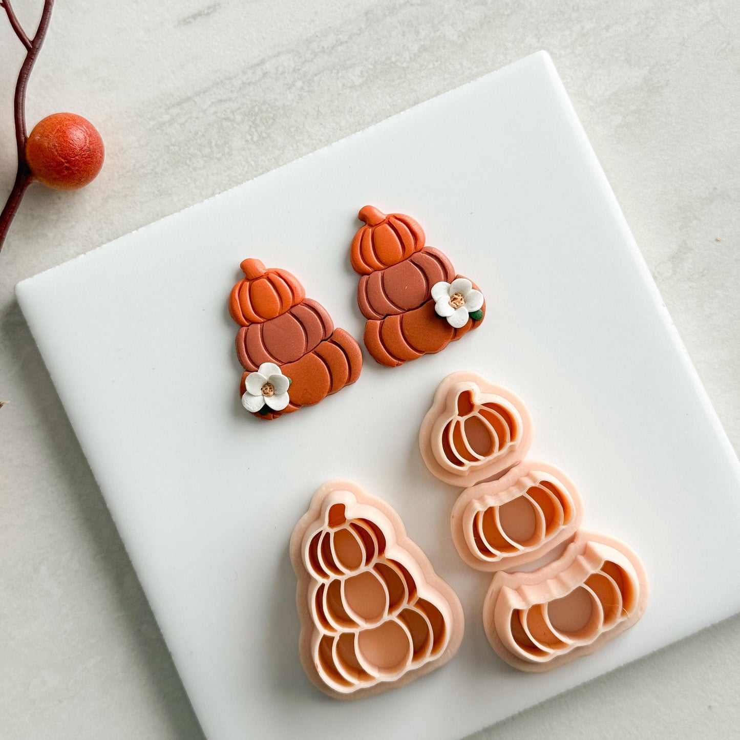 2025 3-Part Pumpkin Stack Clay Cutter Set | Cozy Fall Embossed Polymer Clay Tools for Autumn Earrings & Crafts