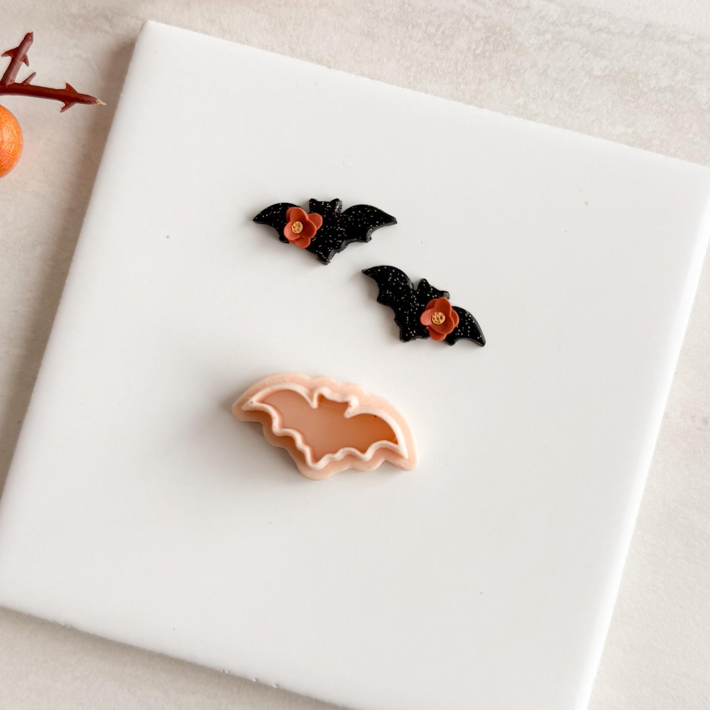 2025 Bat Shape No. 3 | Bat Shape Dracula Spooky Halloween Fall Embossed Polymer Clay Tools for Autumn Earrings & Crafts