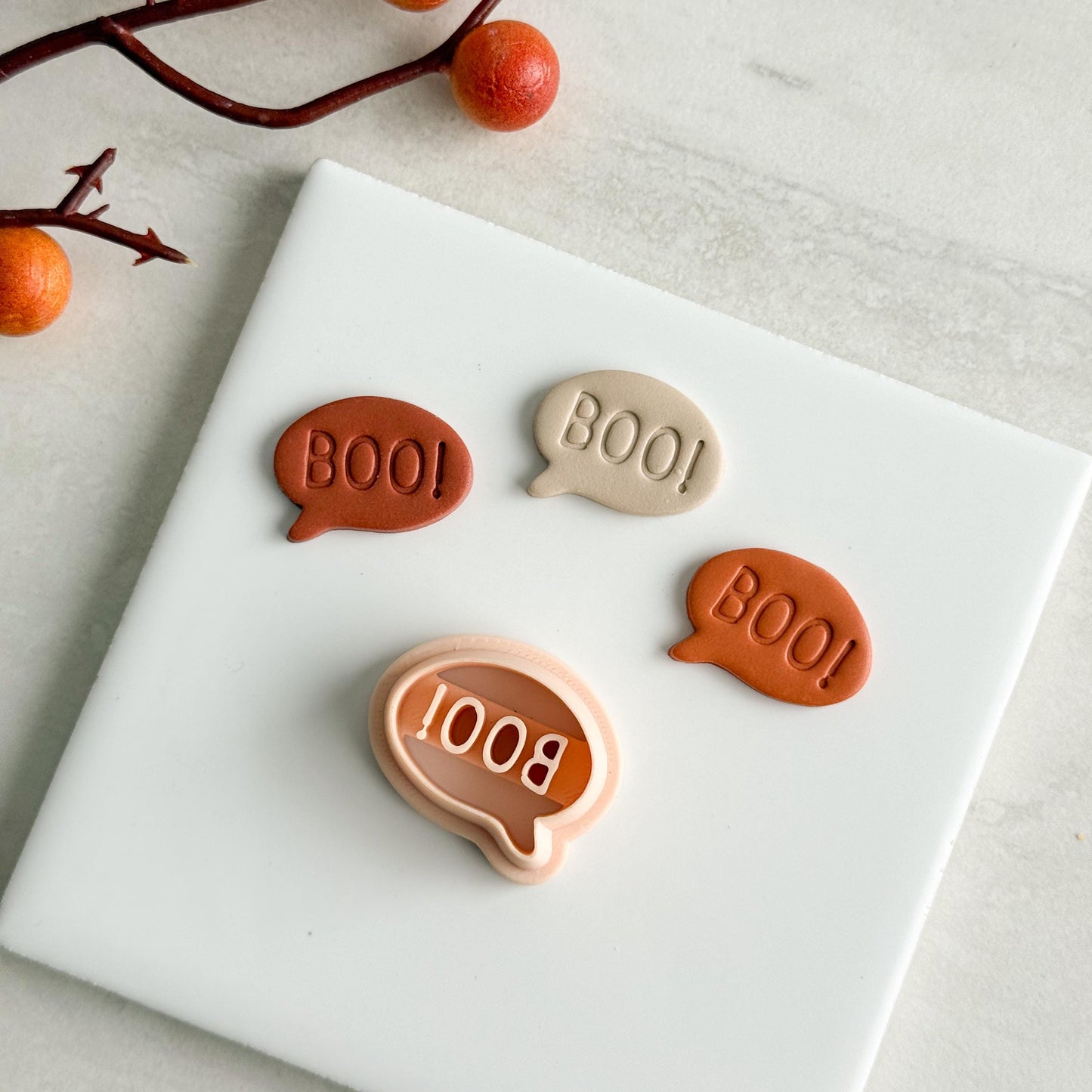 2025 Boo Conversation | Boo Conversation Bubble Halloween Fall Embossed Polymer Clay Tools for Autumn Earrings & Crafts