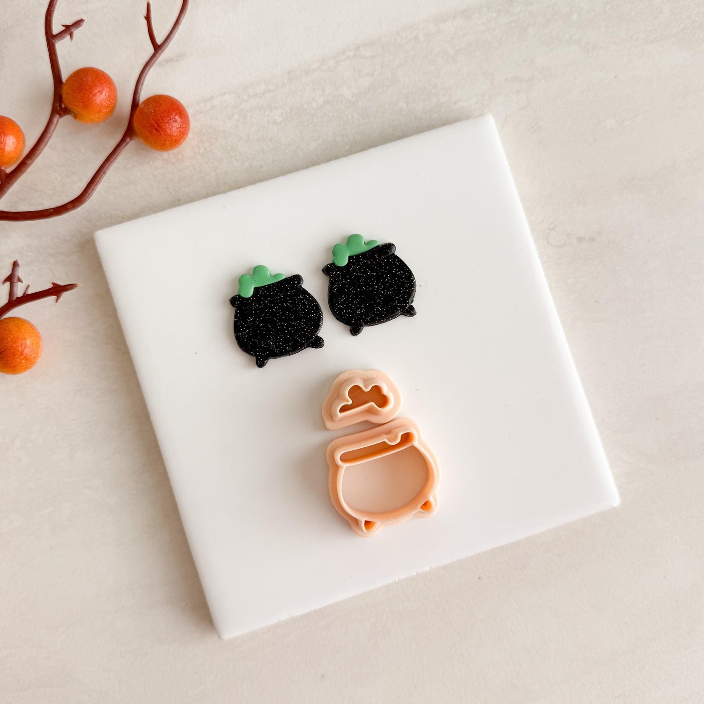 2025 Cauldron No. 1 | Cauldron Shape Spooky Halloween Fall Embossed Polymer Clay Tools for Autumn Earrings & Crafts
