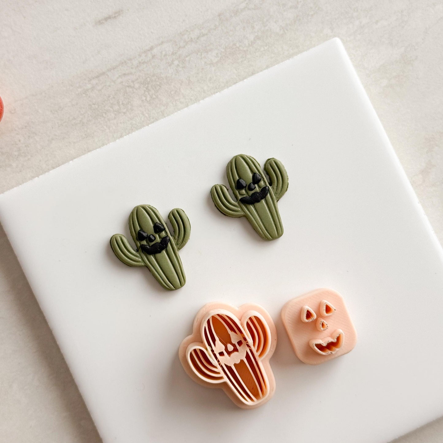 2025 Cactus Jack O Lantern | Cozy Spooky Western Fall Embossed Polymer Clay Tools for Autumn Earrings & Crafts