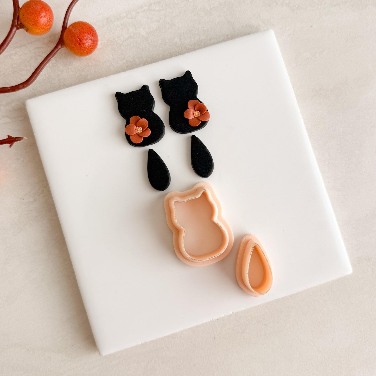 2025 Cat Dangle | Cat Dangle Shape Spooky Halloween Fall Embossed Polymer Clay Tools for Autumn Earrings & Crafts