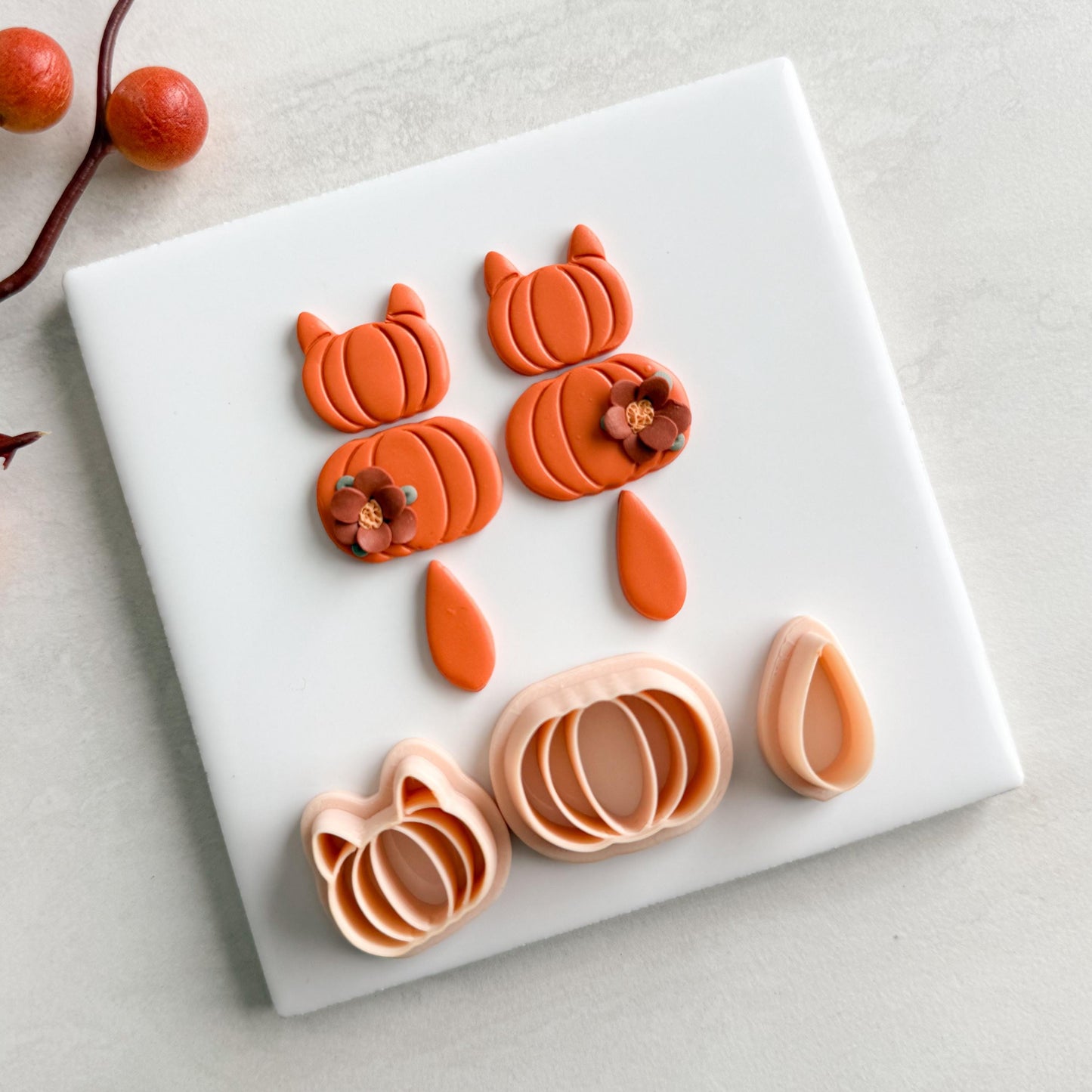 2025 Cat Pumpkin | Embossed Pumpkin Shape Spooky Halloween Fall Embossed Polymer Clay Tools for Autumn Earrings & Crafts