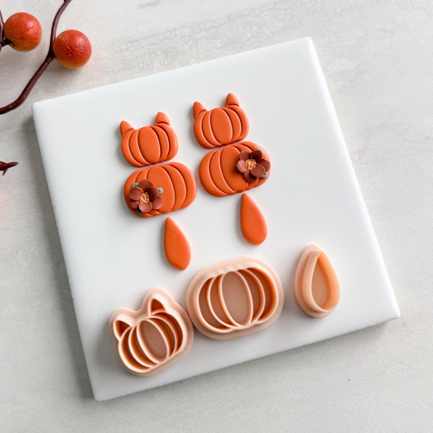 2025 Cat Pumpkin | Embossed Pumpkin Shape Spooky Halloween Fall Embossed Polymer Clay Tools for Autumn Earrings & Crafts