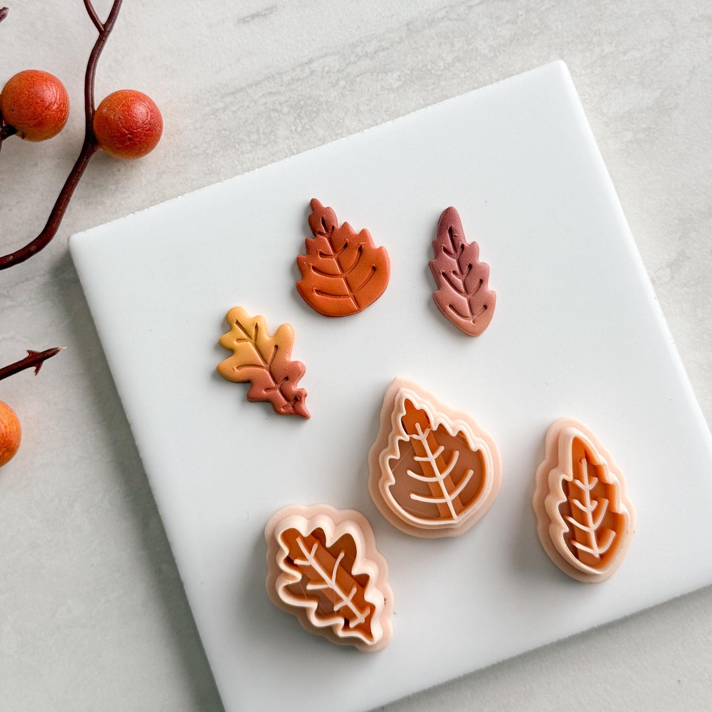 2025 Fall Leaf Trio | Cozy Fall Embossed Polymer Clay Tools for Autumn Earrings & Crafts