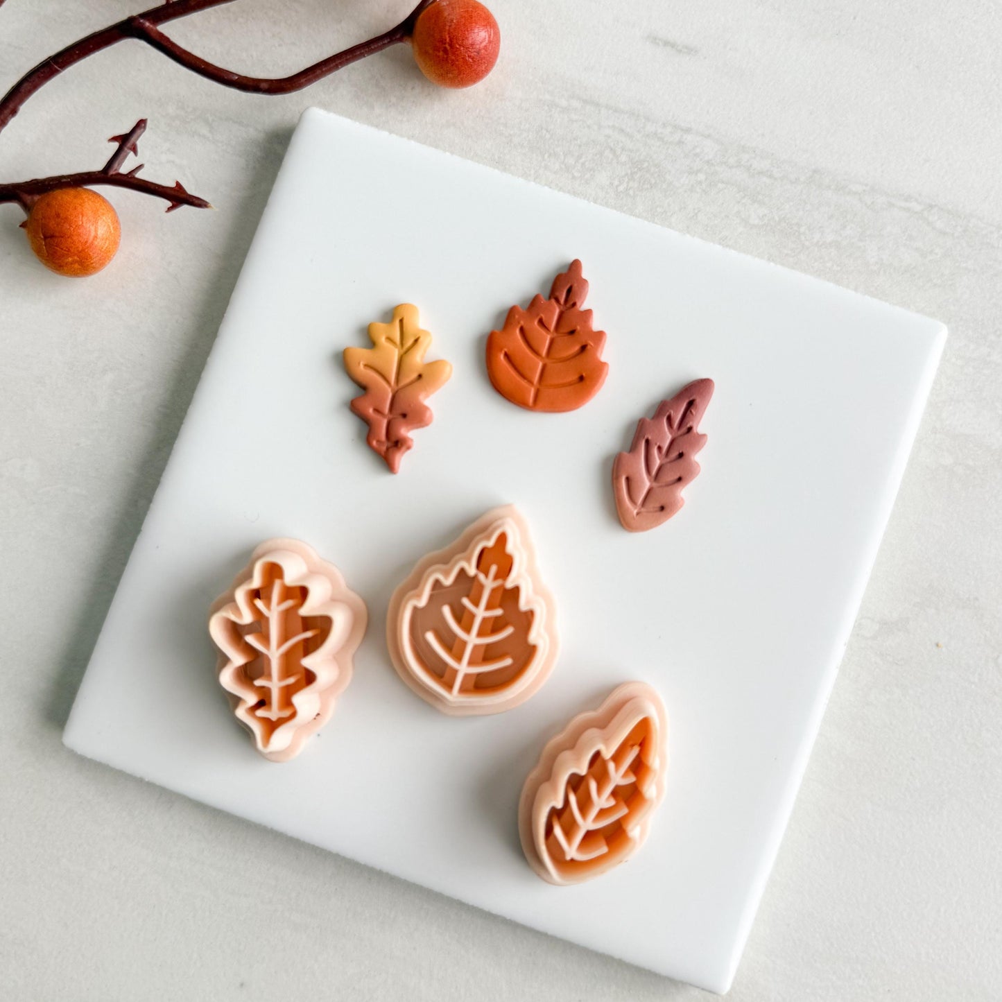 2025 Fall Leaf Trio | Cozy Fall Embossed Polymer Clay Tools for Autumn Earrings & Crafts