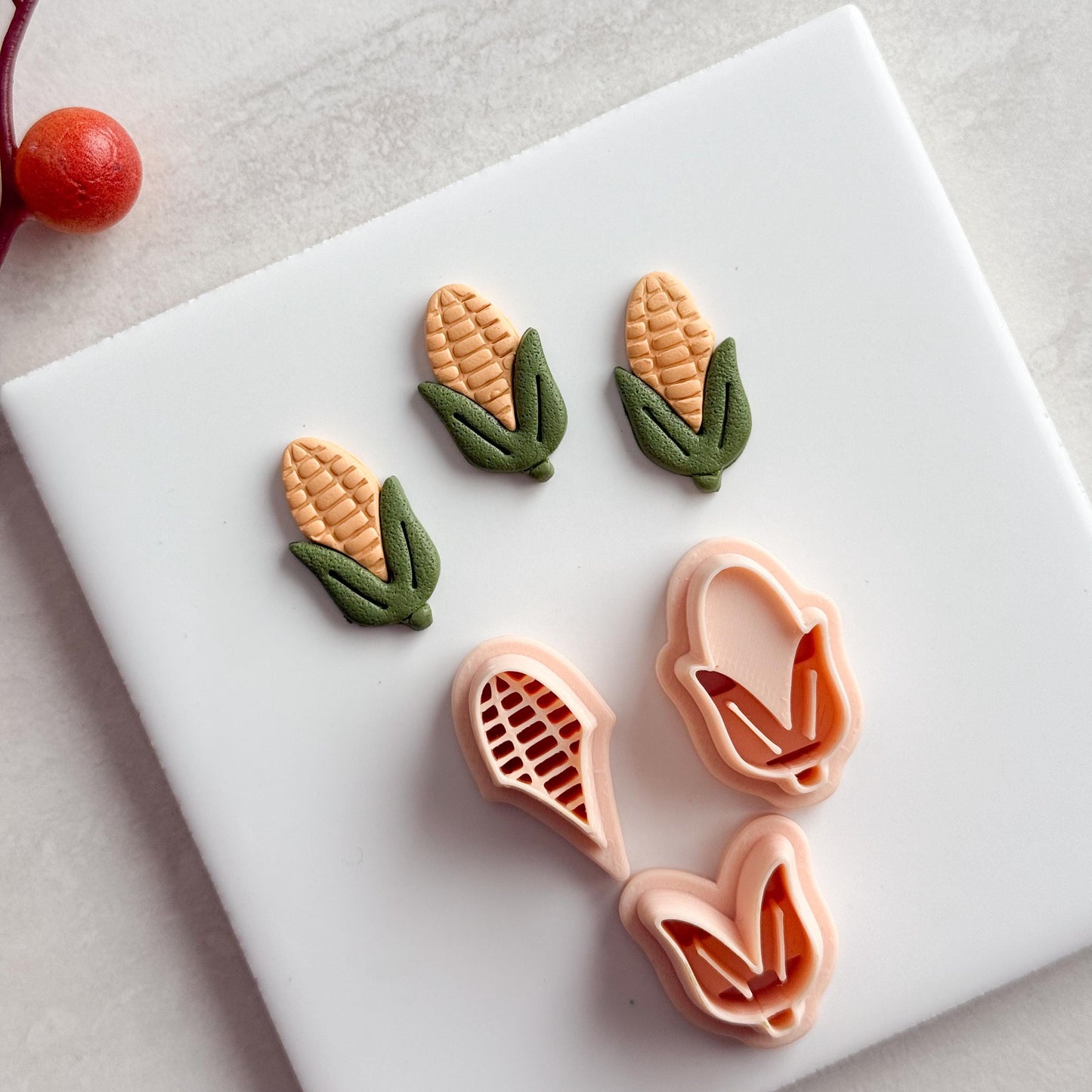 2025 Corn Clay Cutter | Embossed Harvest Ear of Corn Polymer Clay Cutter for Fall Earrings and Thanksgiving