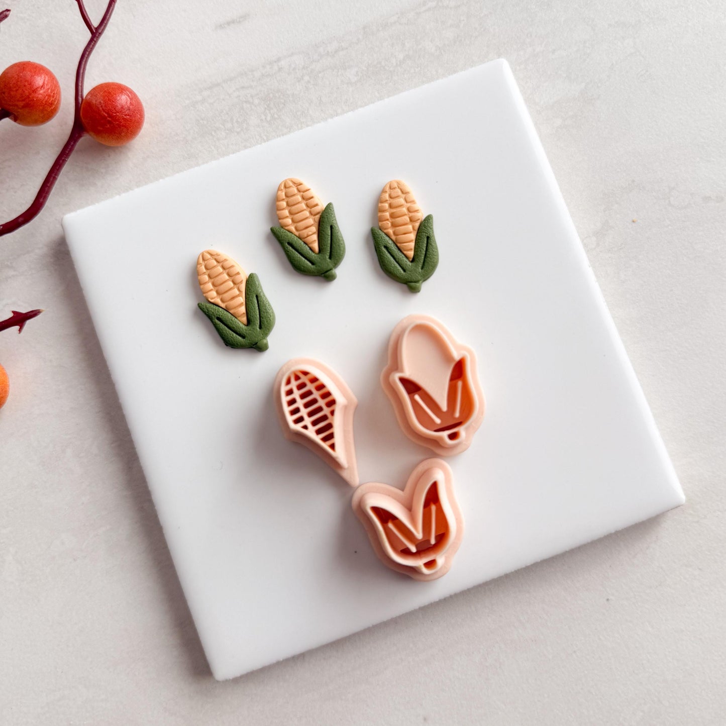 2025 Corn Clay Cutter | Embossed Harvest Ear of Corn Polymer Clay Cutter for Fall Earrings and Thanksgiving