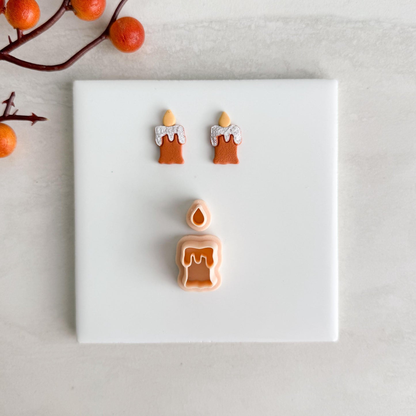 2025 Candle Clay Cutter Stud | Fall Spooky Halloween Polymer Clay Cutter Stud