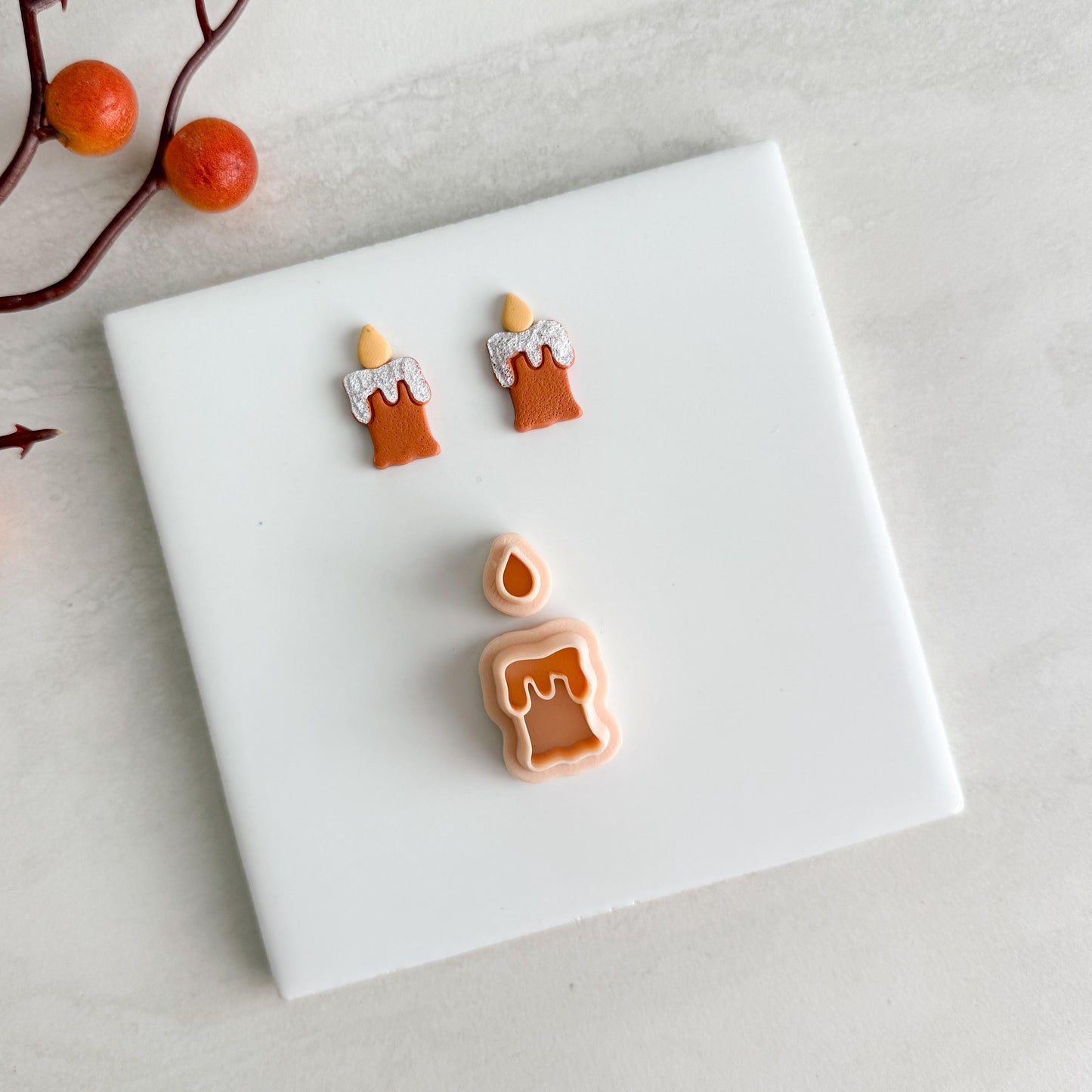 2025 Candle Clay Cutter Stud | Fall Spooky Halloween Polymer Clay Cutter Stud
