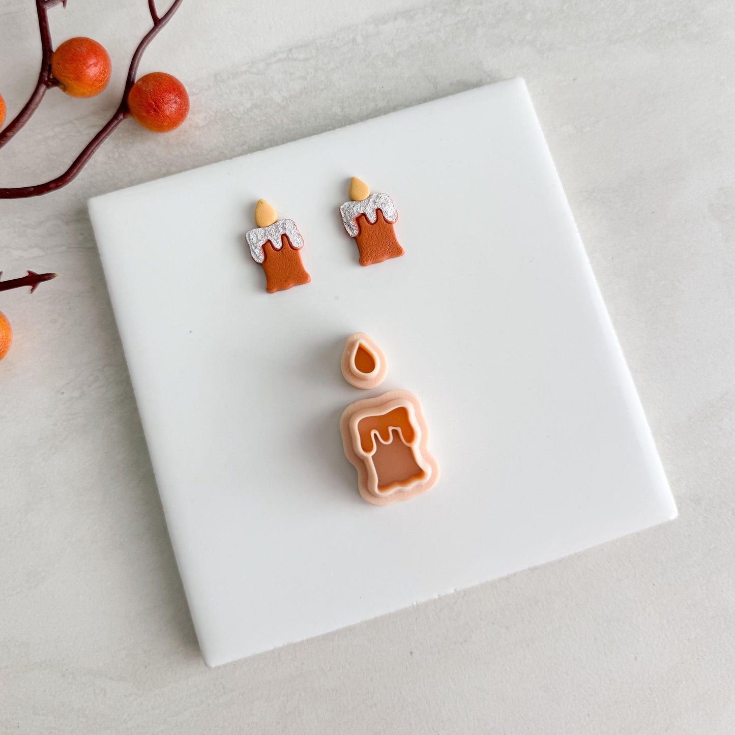 2025 Candle Clay Cutter Stud | Fall Spooky Halloween Polymer Clay Cutter Stud