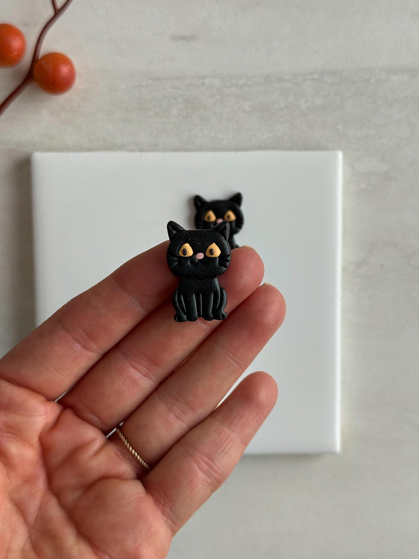2025 Jack O Lantern Cat | Halloween Black Cat Polymer Clay Cutter Pumpkin Spooky Fall Earring Cutter