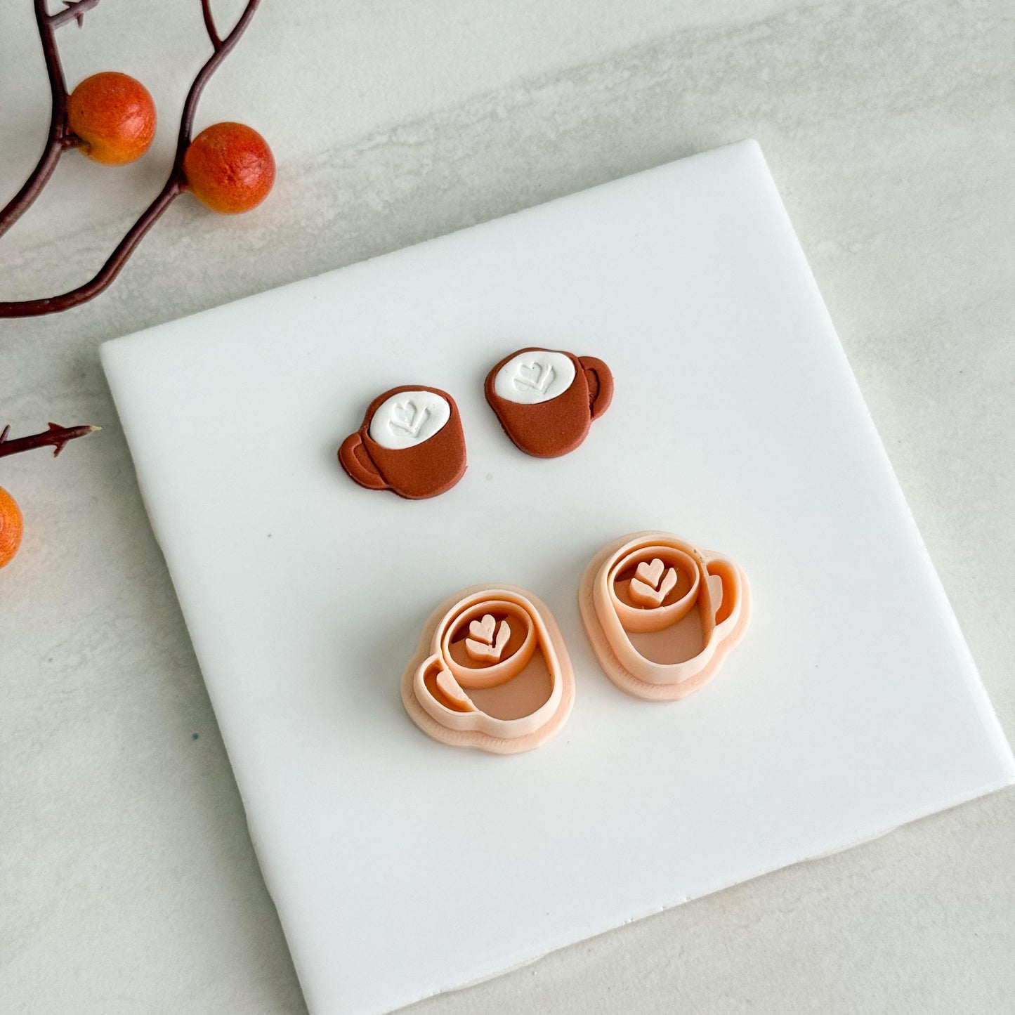 2025 Latte Art Coffee Mug Clay Cutter | Cozy Coffee Cup Polymer Clay Cutter for Fall Earrings and Autumn Café Crafts