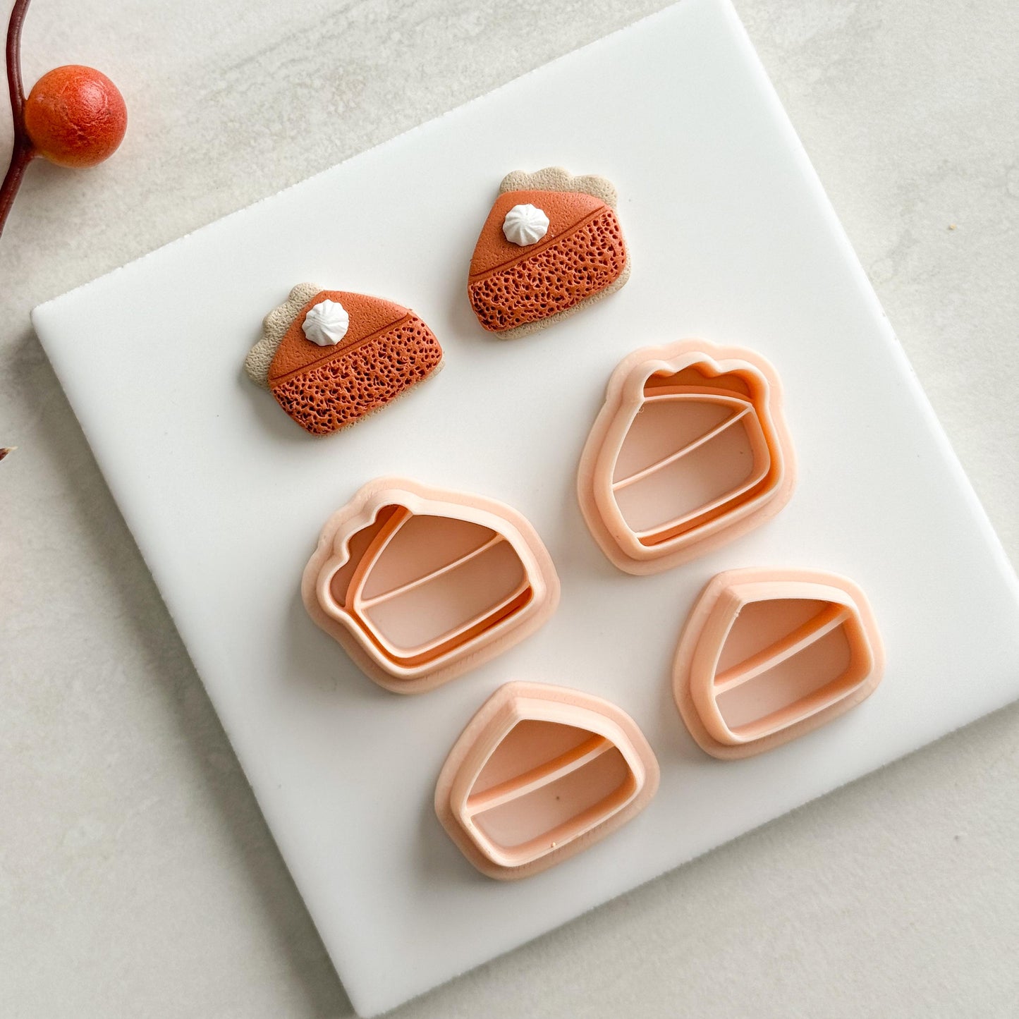 2025 Pumpkin Pie Stud Clay Cutter | Fall Dessert Polymer Clay Cutter for Thanksgiving Earrings and Cozy Crafts