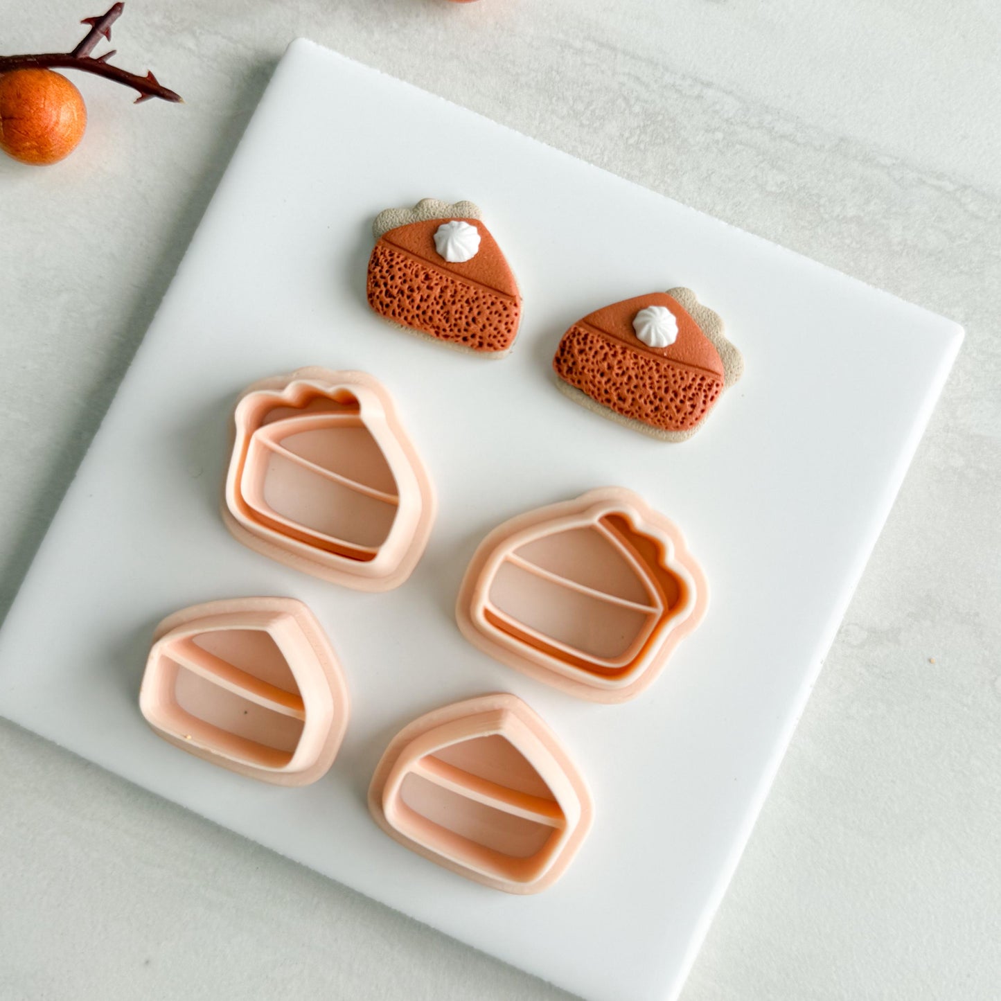 2025 Pumpkin Pie Stud Clay Cutter | Fall Dessert Polymer Clay Cutter for Thanksgiving Earrings and Cozy Crafts