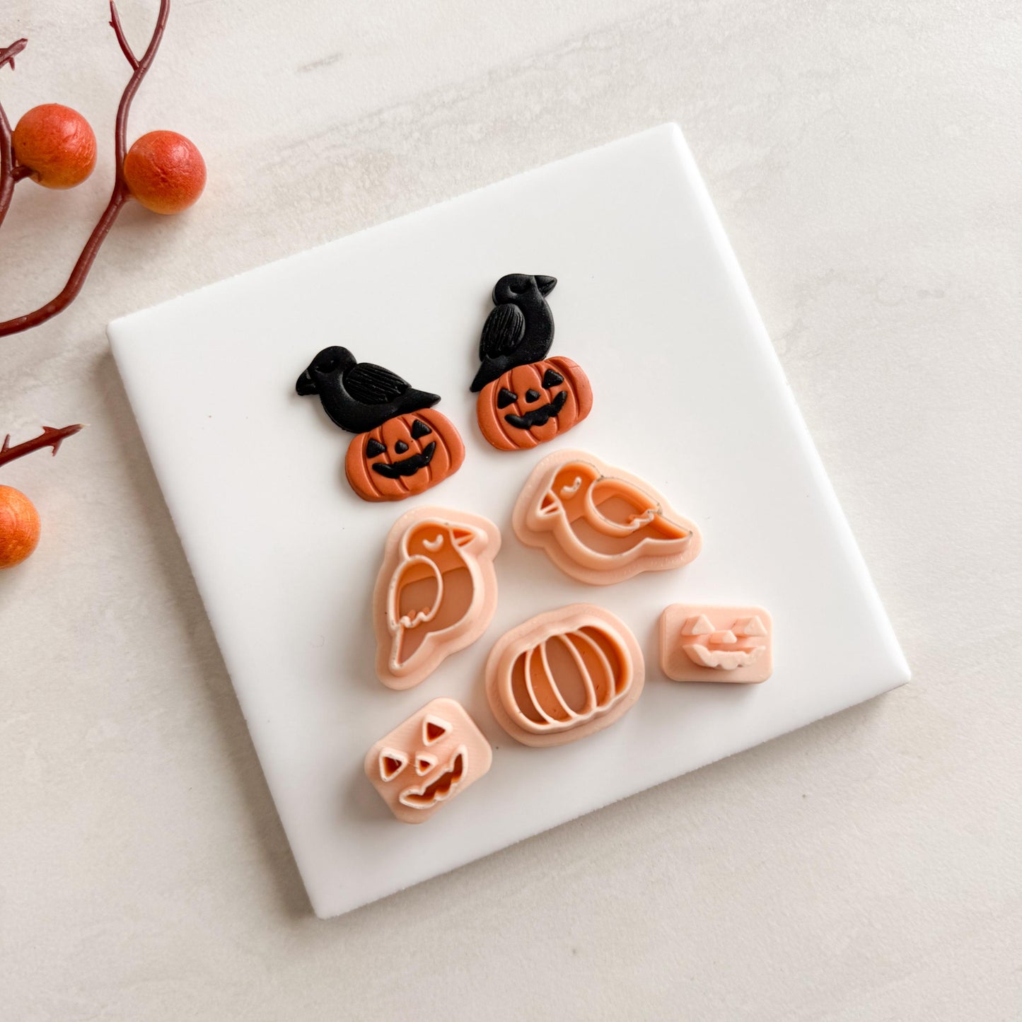 2025 Raven Pumpkin Dangle Clay Cutter | Gothic Fall Polymer Clay Cutter for Halloween Earrings Spooky Scary