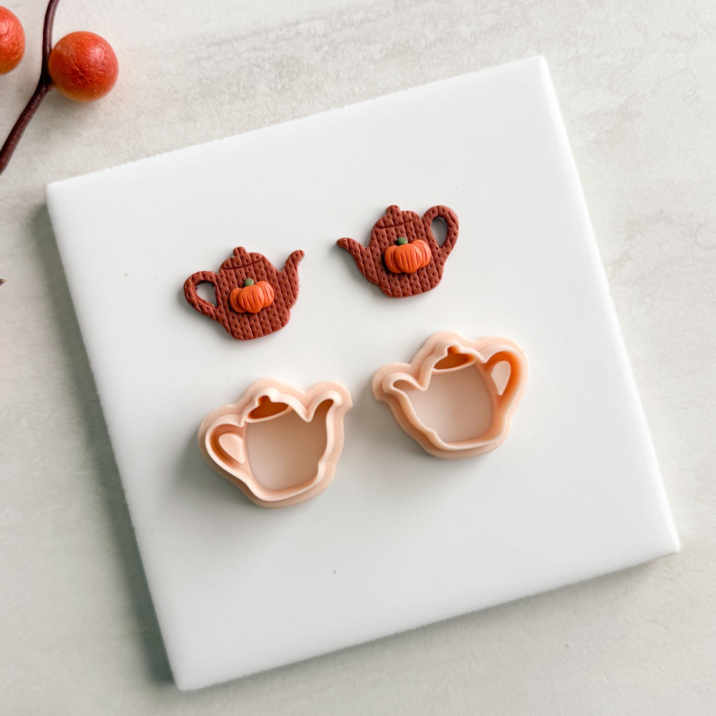 2025 Teapot | Cute Cozy Teapot Polymer Clay Cutter for Autumn Halloween Earrings and Fall Theme