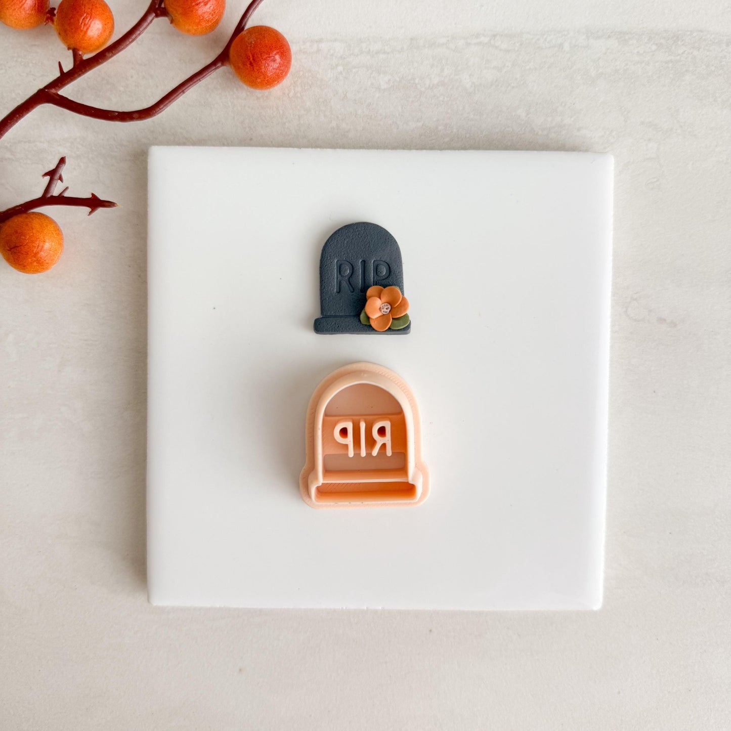 2025 Tombstone No. 3 Clay Cutter | Spooky Halloween Gravestone Polymer Clay Cutter for Fall Earrings and Crafts