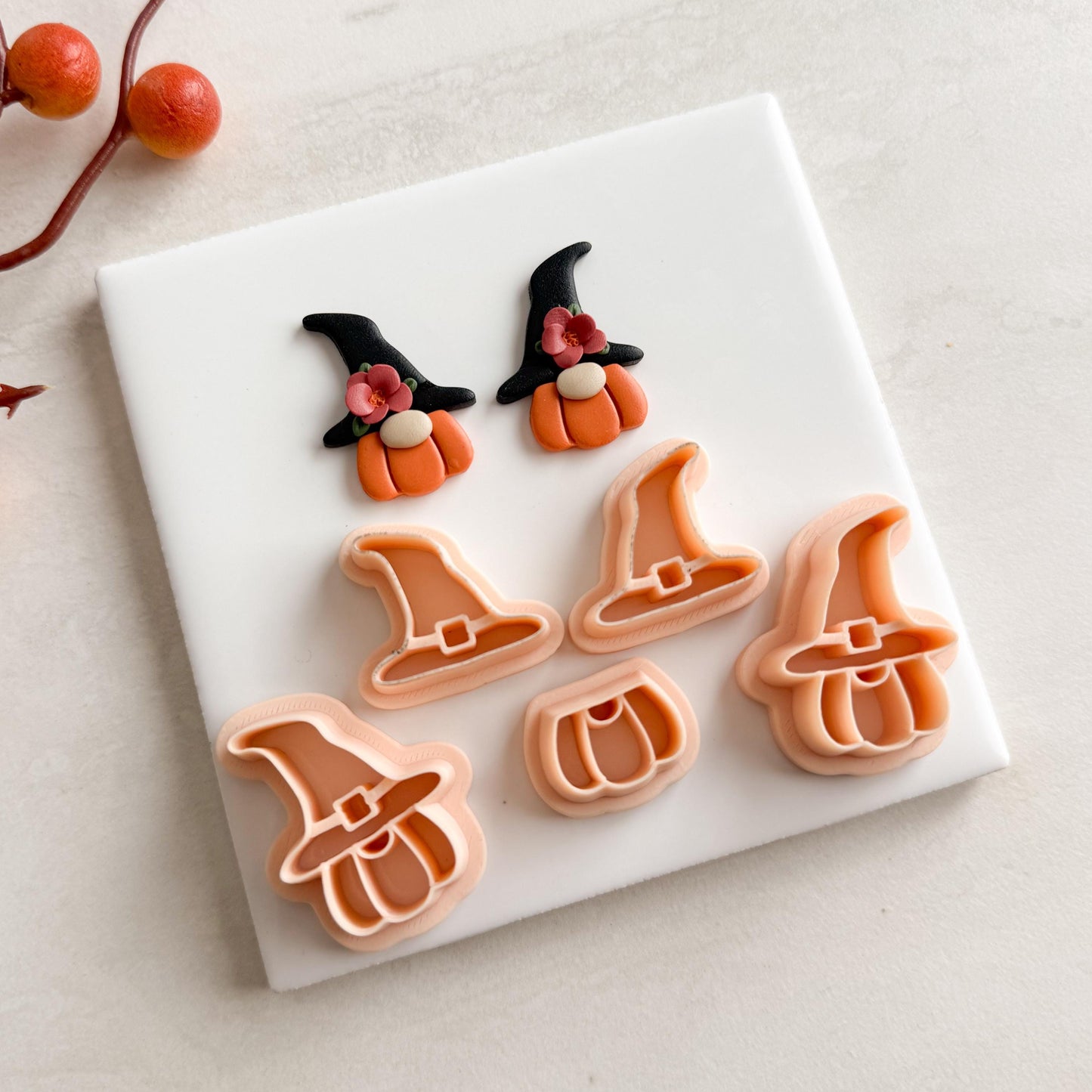 2025 Witch Pumpkin Gnome Clay Cutter | Halloween Gnome Polymer Clay Cutter for Cozy Fall Earrings and Cute Crafts