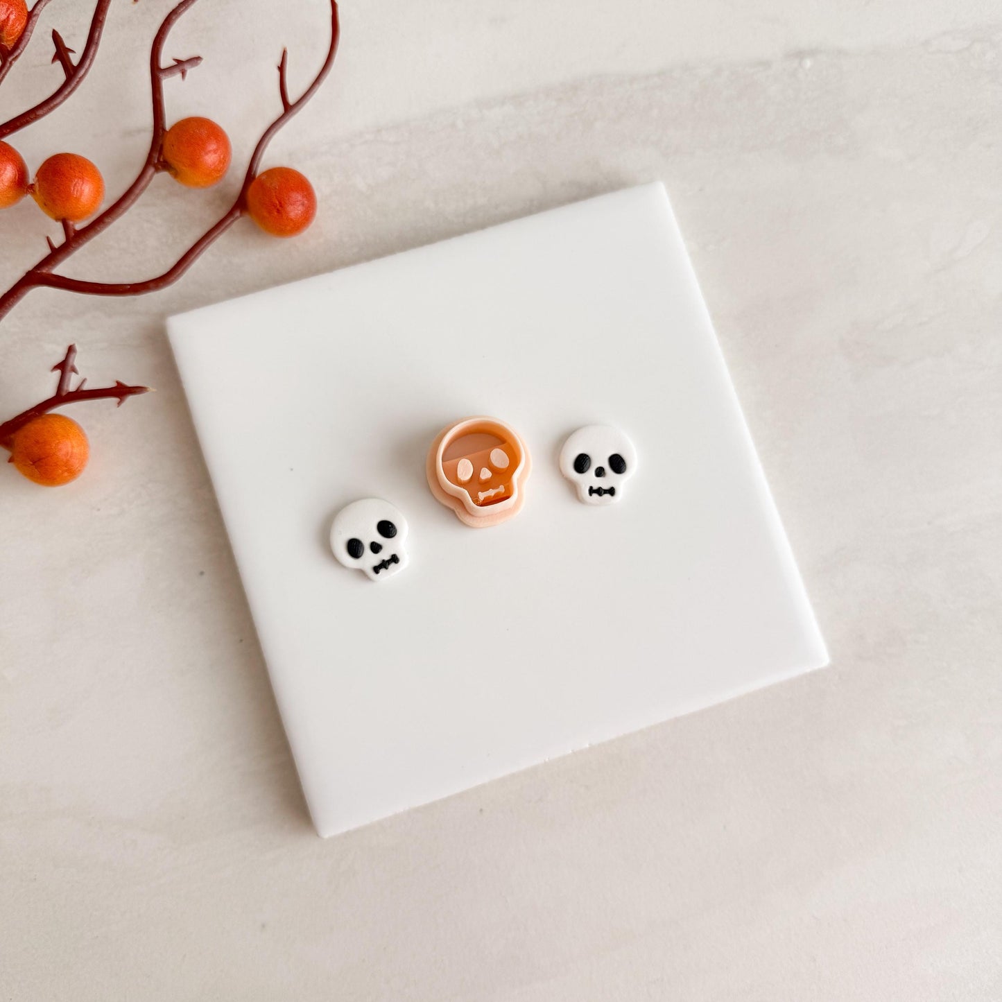 2025 Skull No. 3 Clay Cutter | Classic Halloween Skull Polymer Clay Cutter for Spooky Earrings and Fall Crafts