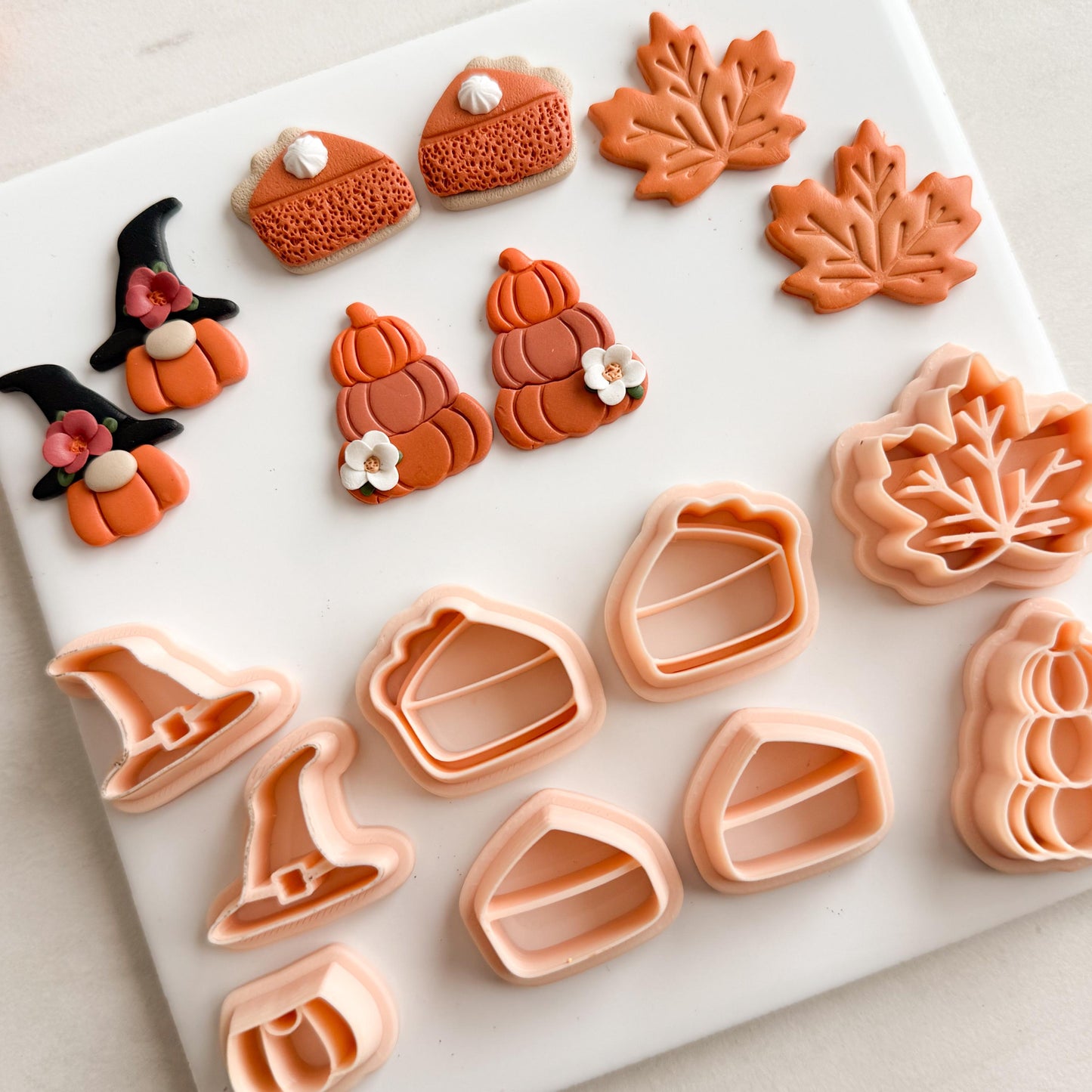 2025 Cozy Fall Dangle Set of 5 | Cozy Spooky Halloween Fall Embossed Polymer Clay Tools for Autumn Earrings & Crafts